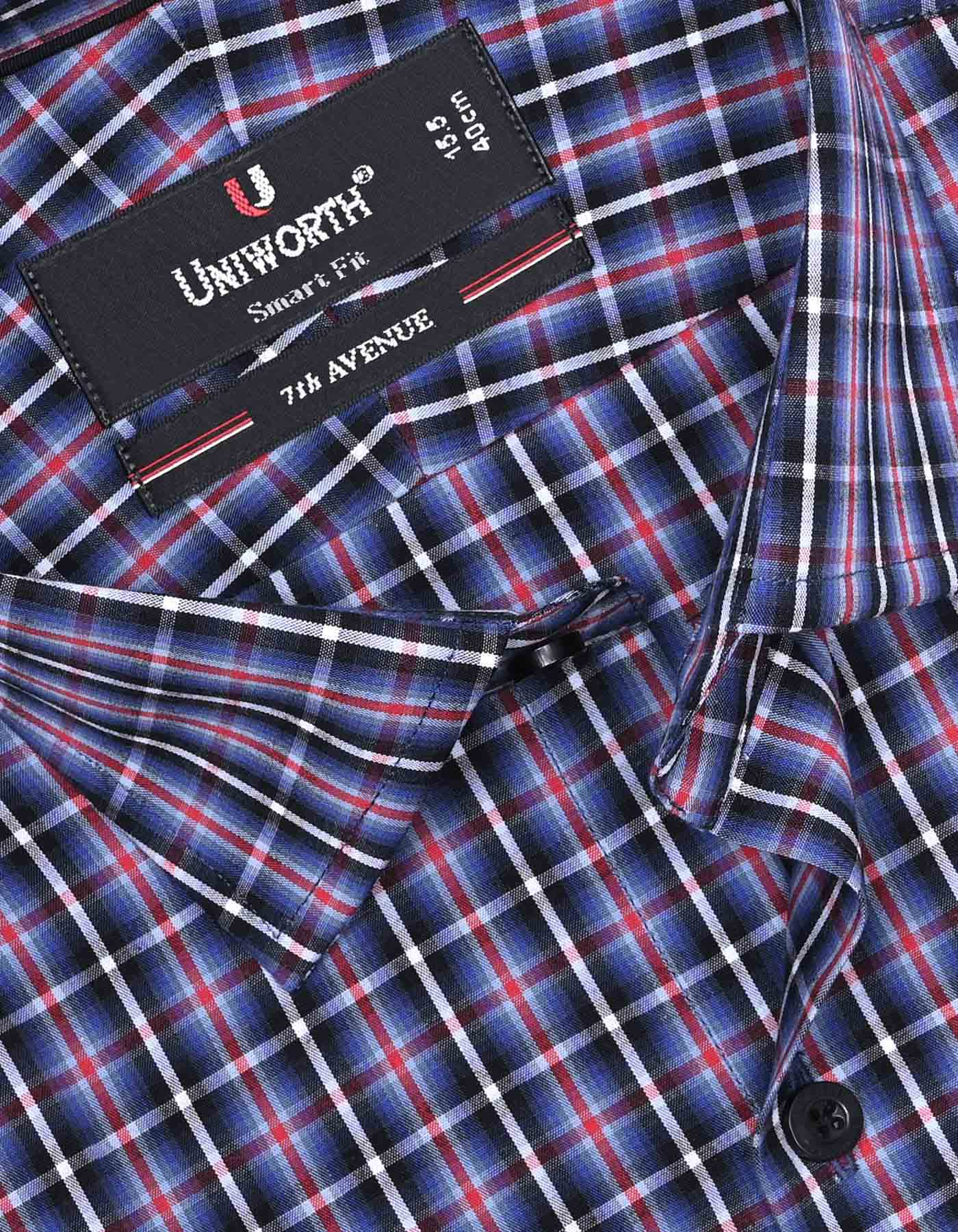 Blue Check Tailored Smart Fit Shirt - Image 2