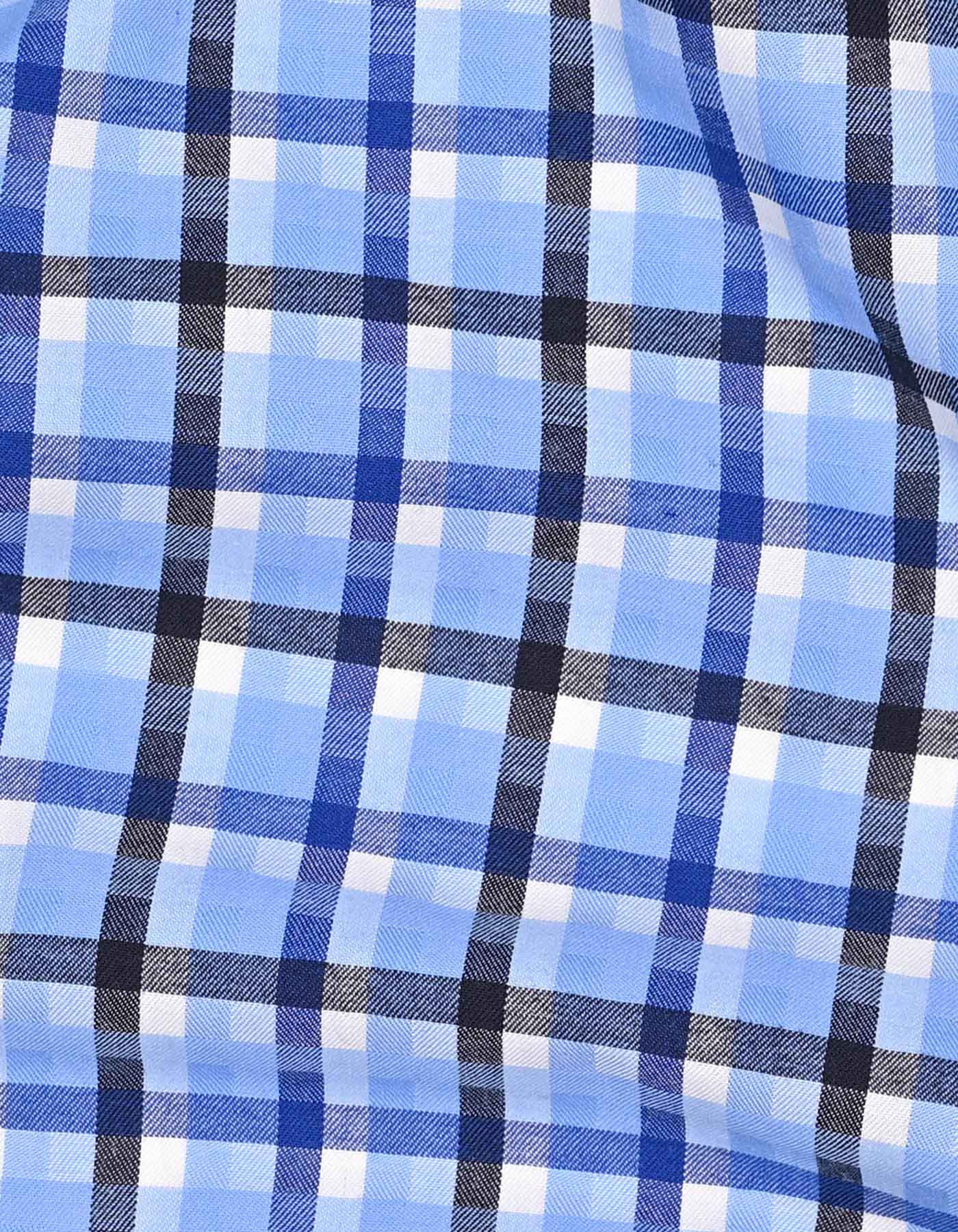 Blue Check Tailored Smart Fit Shirt - Image 4