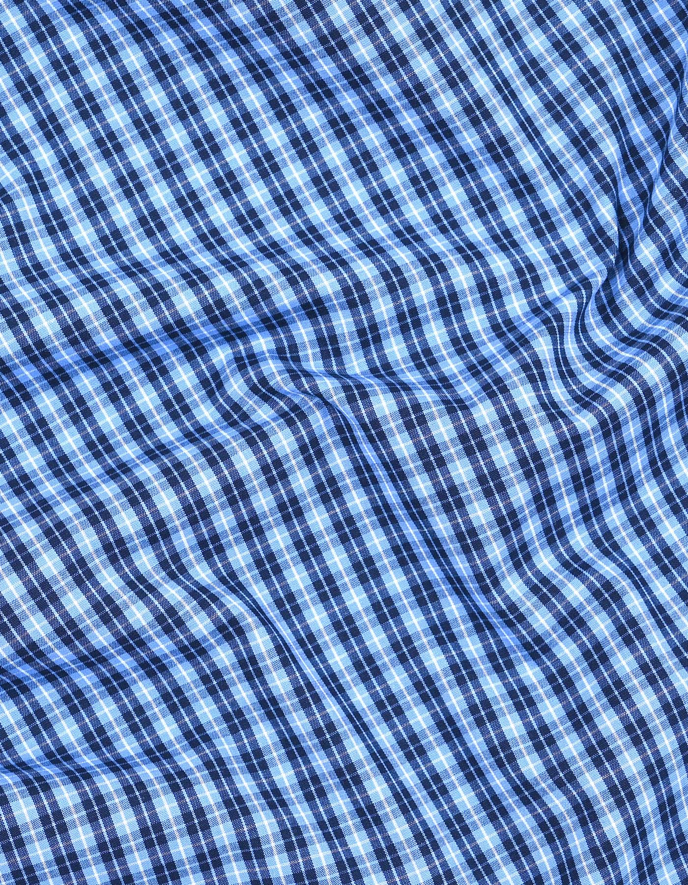 Blue Check Tailored Smart Fit Shirt - Image 4