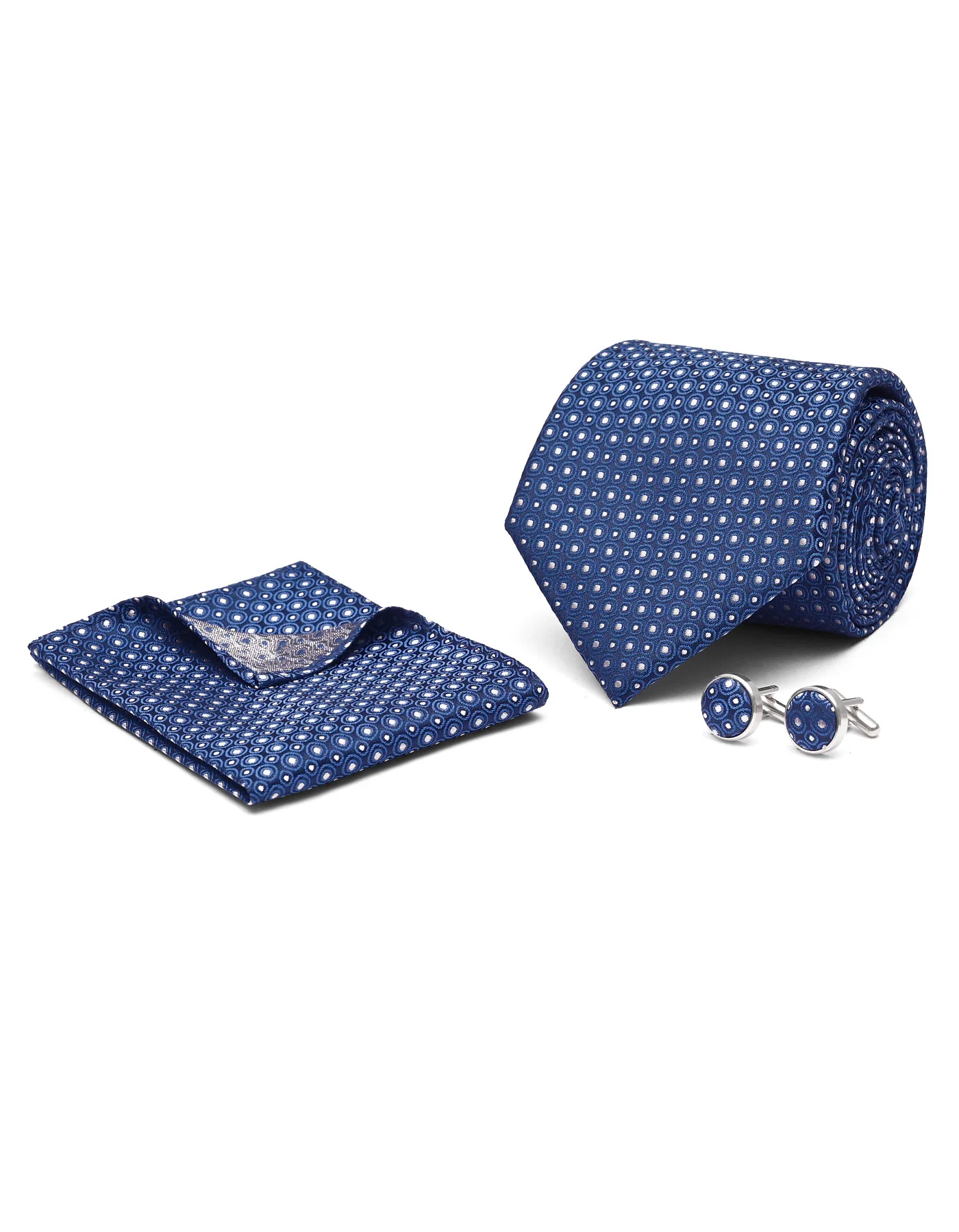 Blue Dotted Cufflink Tie Set