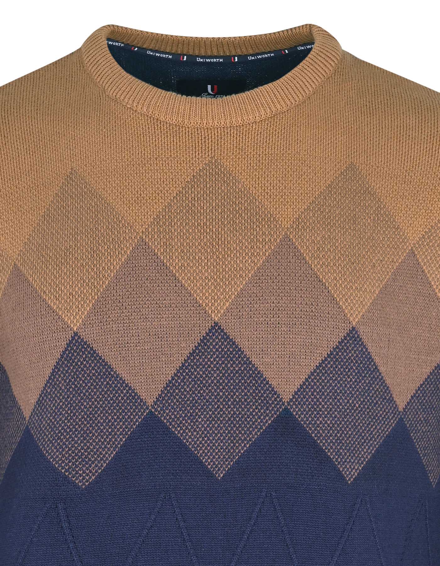Blue Geometric Crew Neck Sweater - Image 2