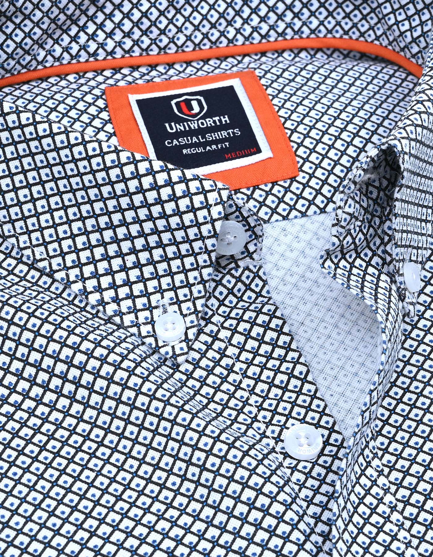 Blue Geometric Regular Fit Casual Shirt - Image 4
