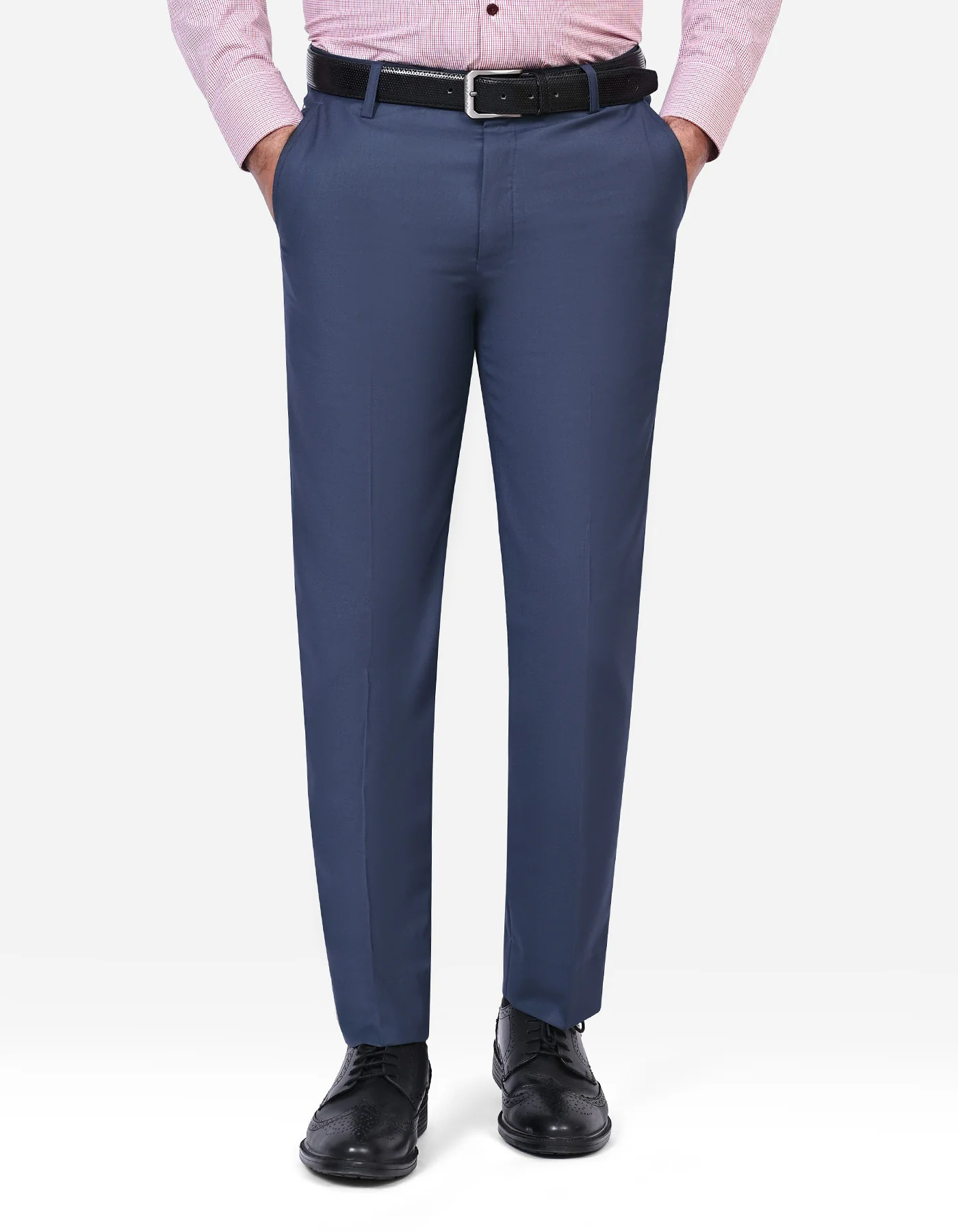 Blue Plain Classic Fit Formal Trouser