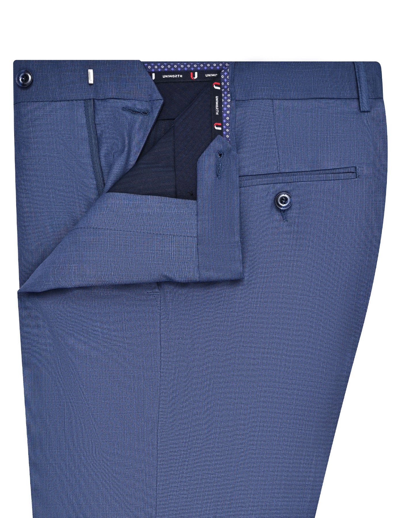 Blue Plain Classic Fit Formal Trouser - Image 2