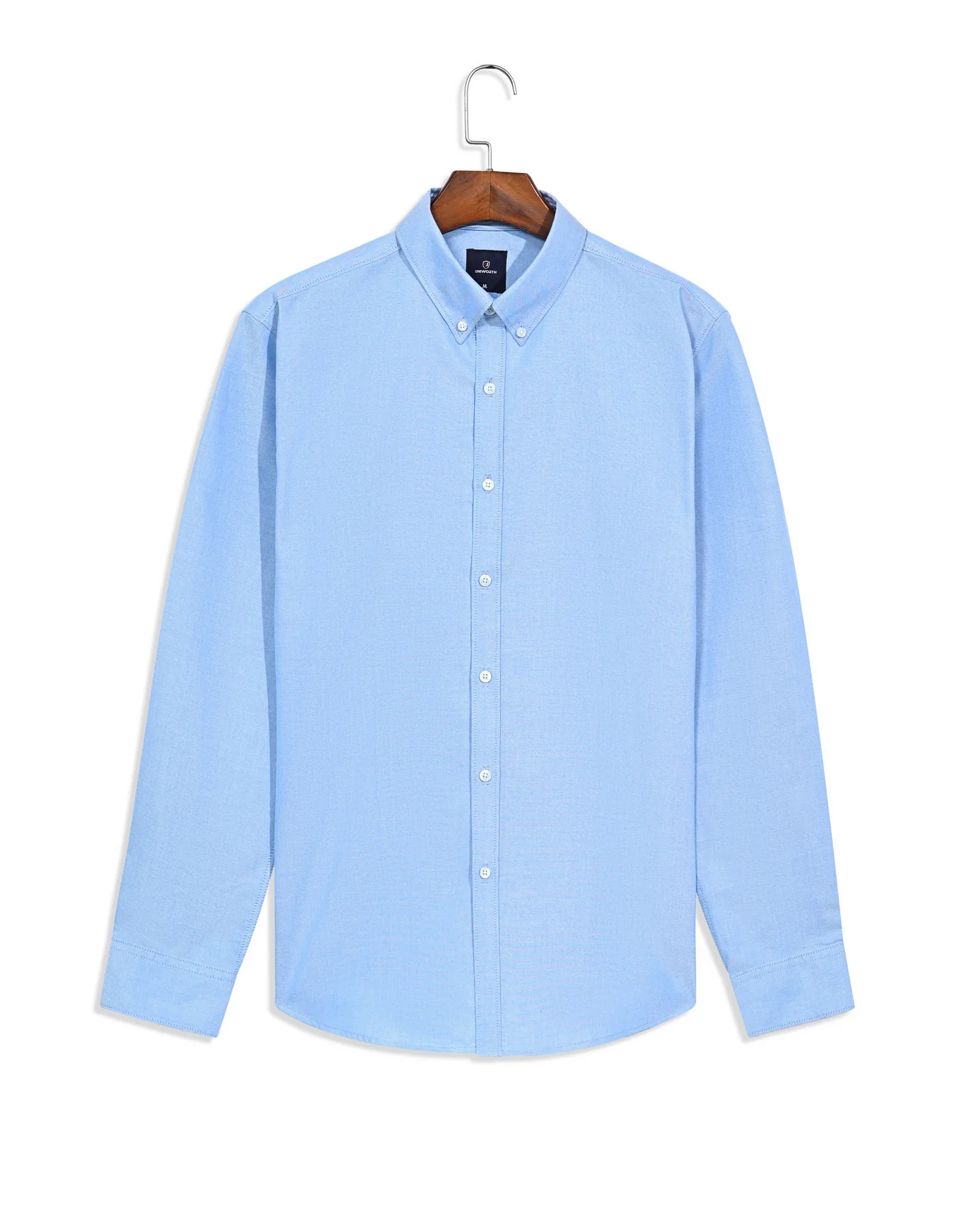 Blue Plain Regular Fit Casual Shirt - Image 2