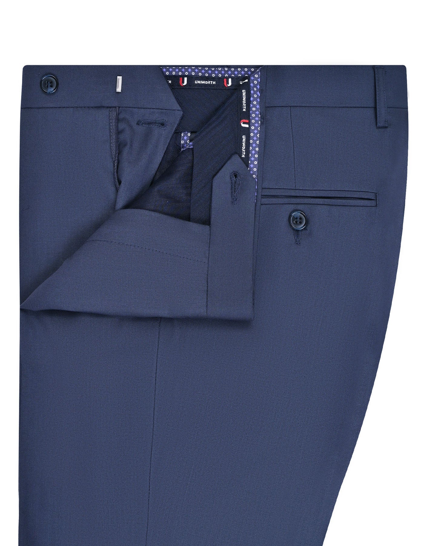 Blue Plain Smart Fit Formal Trouser - Image 2