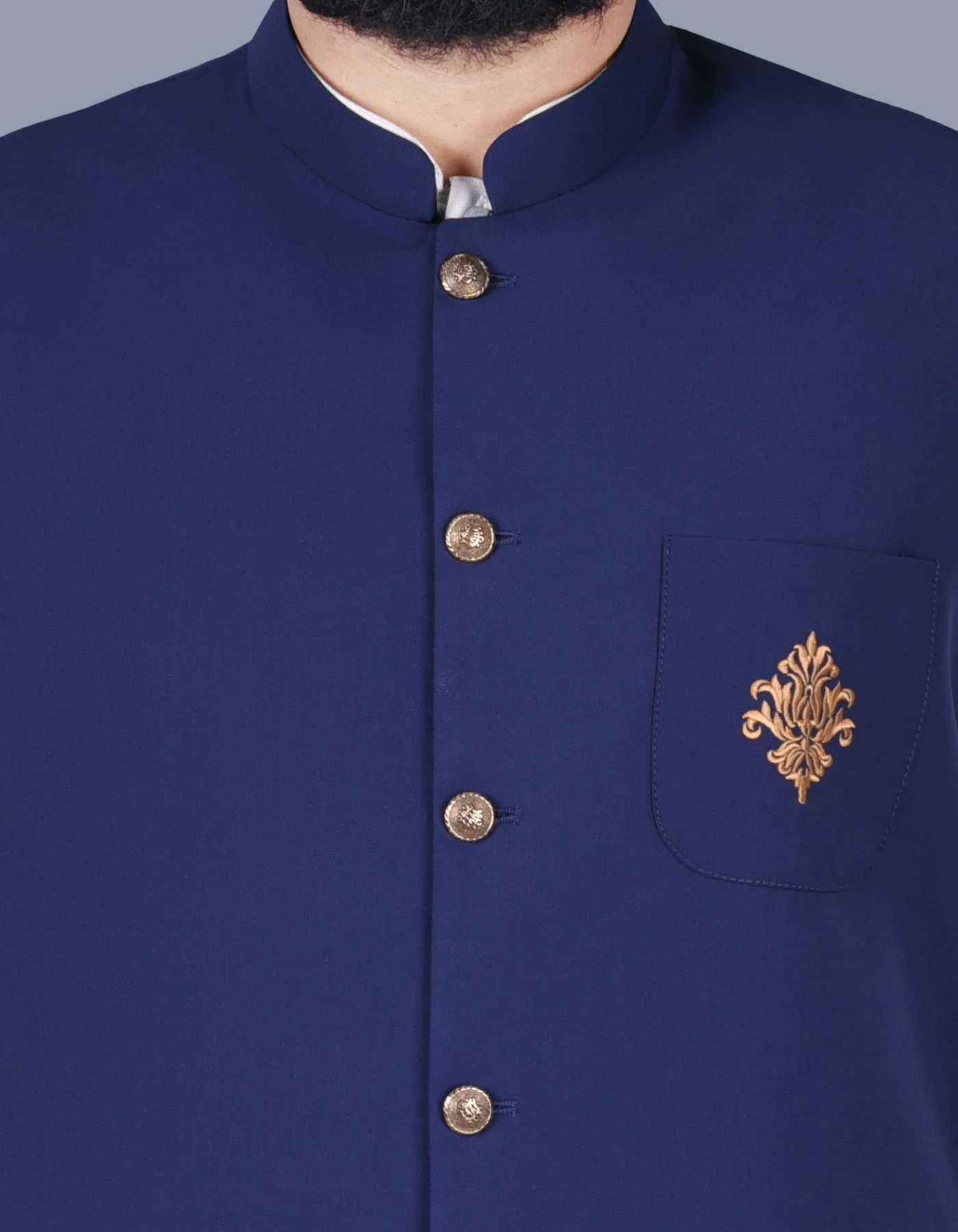 Blue Plain Waist Coat - Image 2