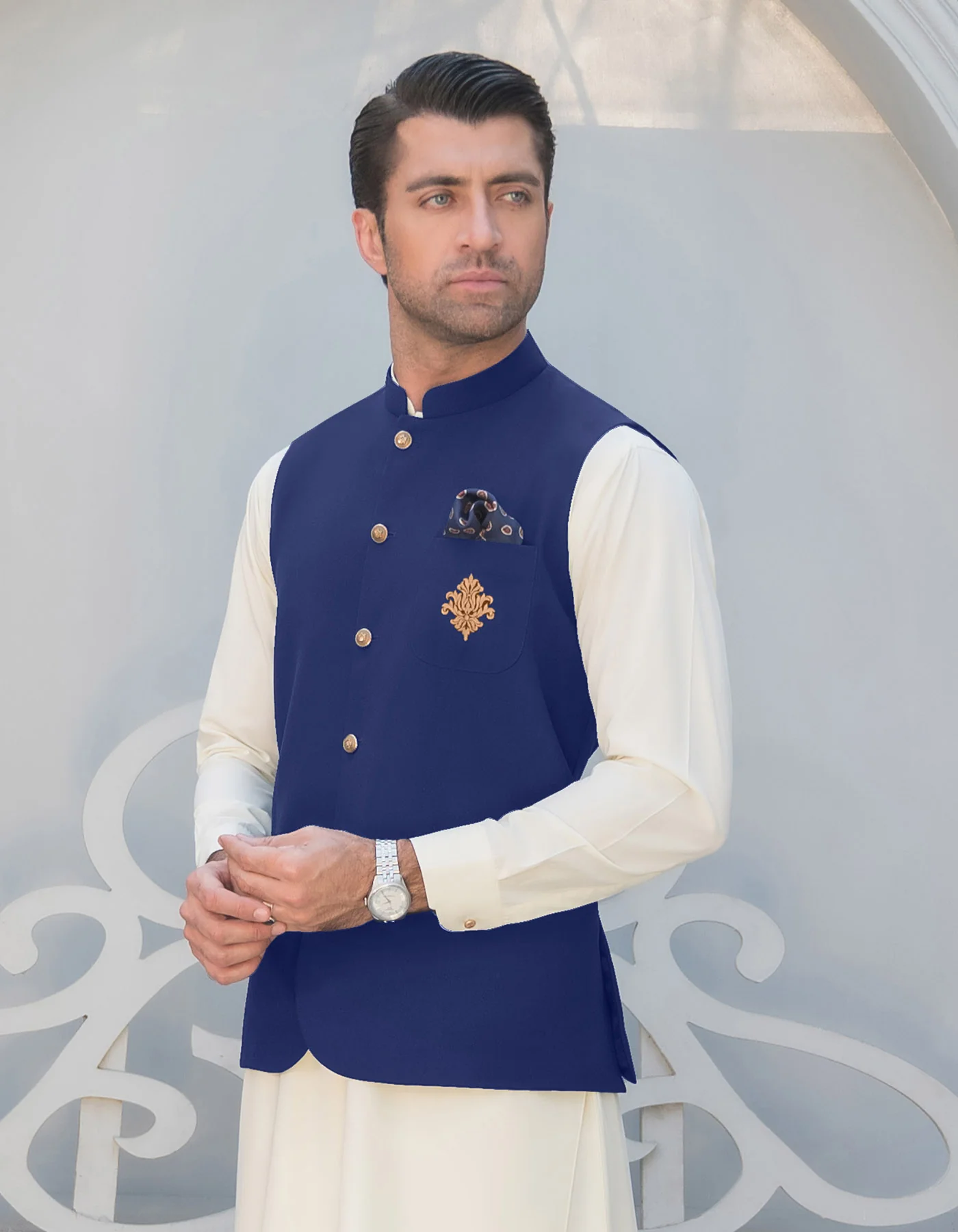 Blue Plain Waist Coat