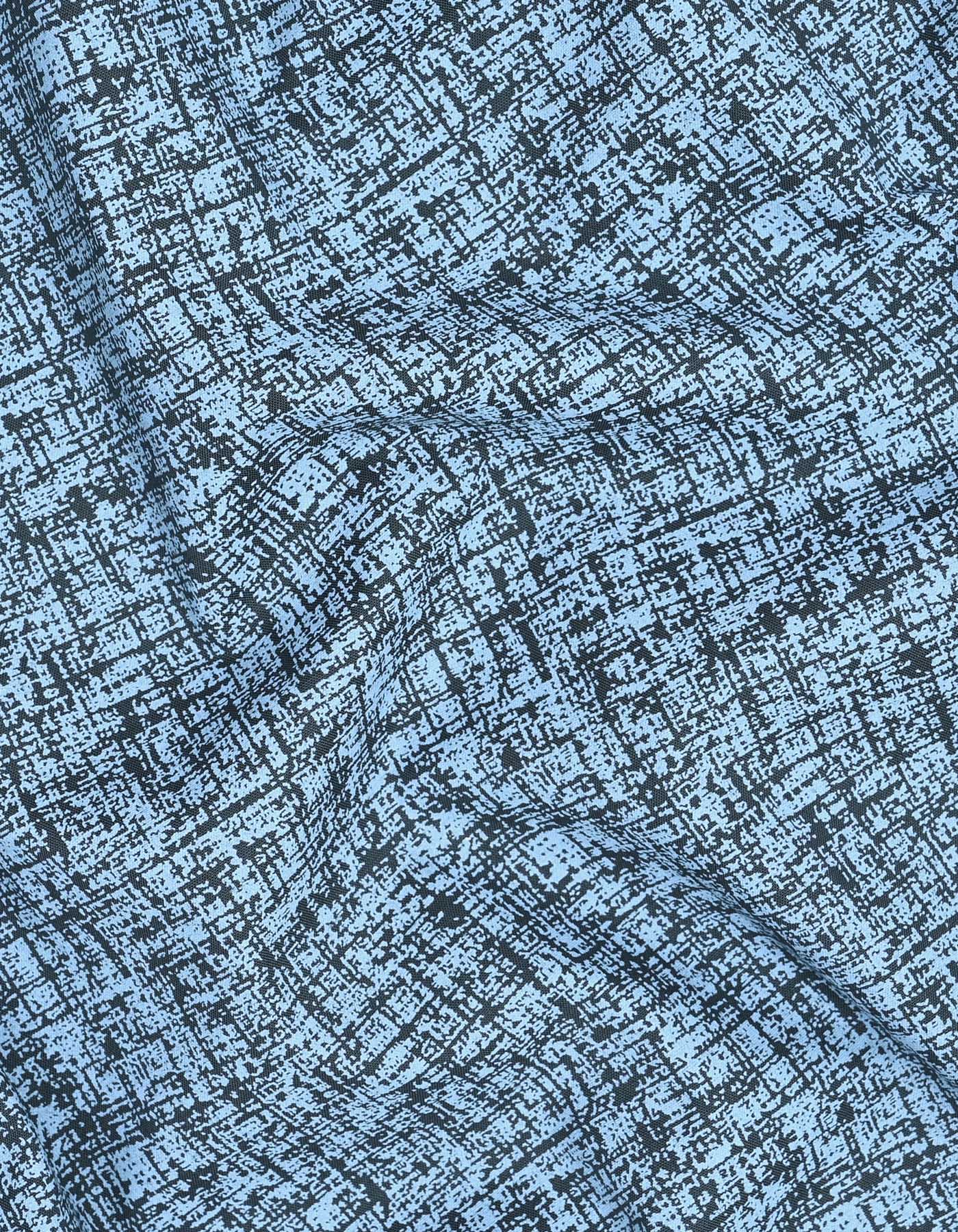 Blue Printed Classic Fit Shirt - Image 4