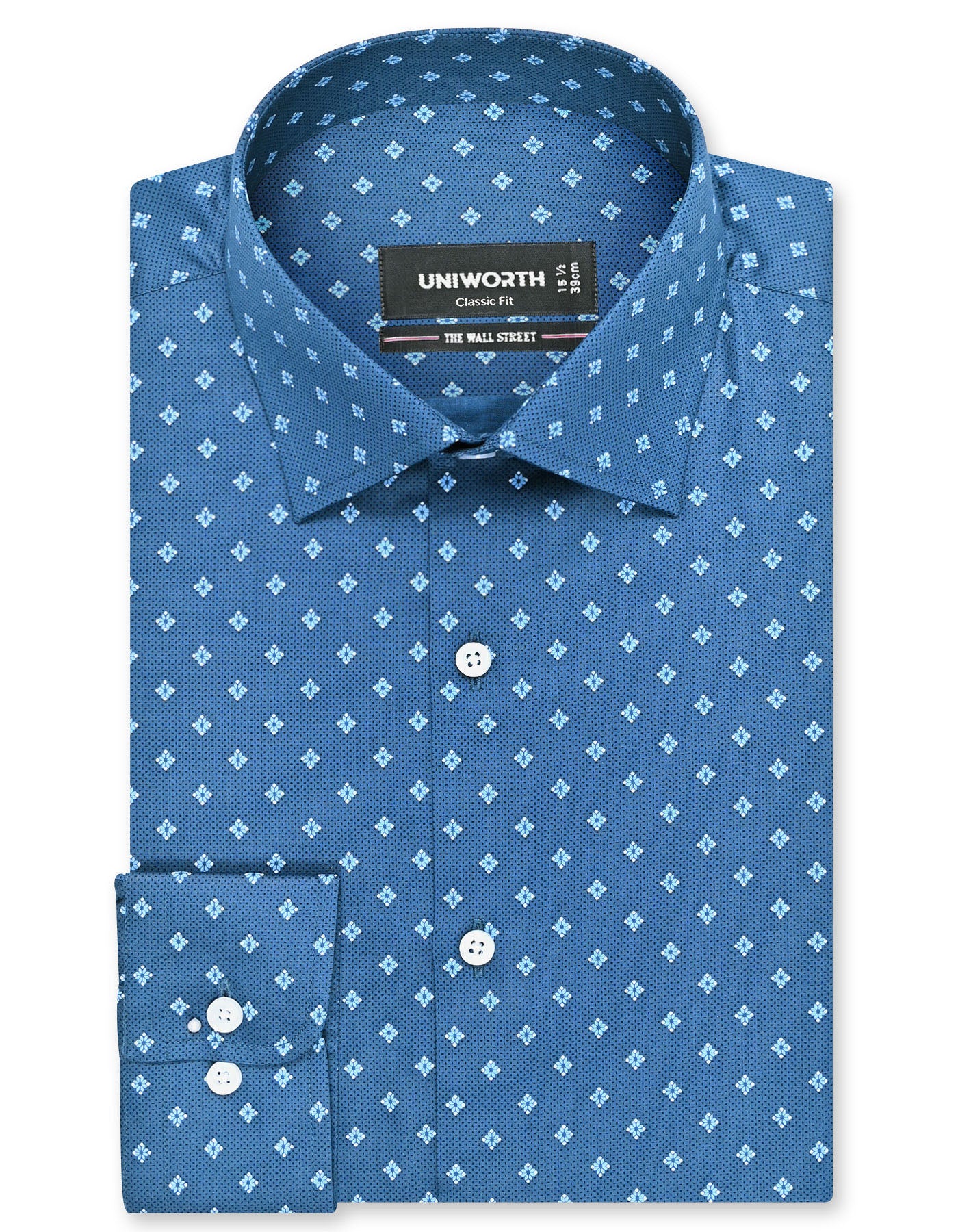 Blue Printed Classic Fit Shirt
