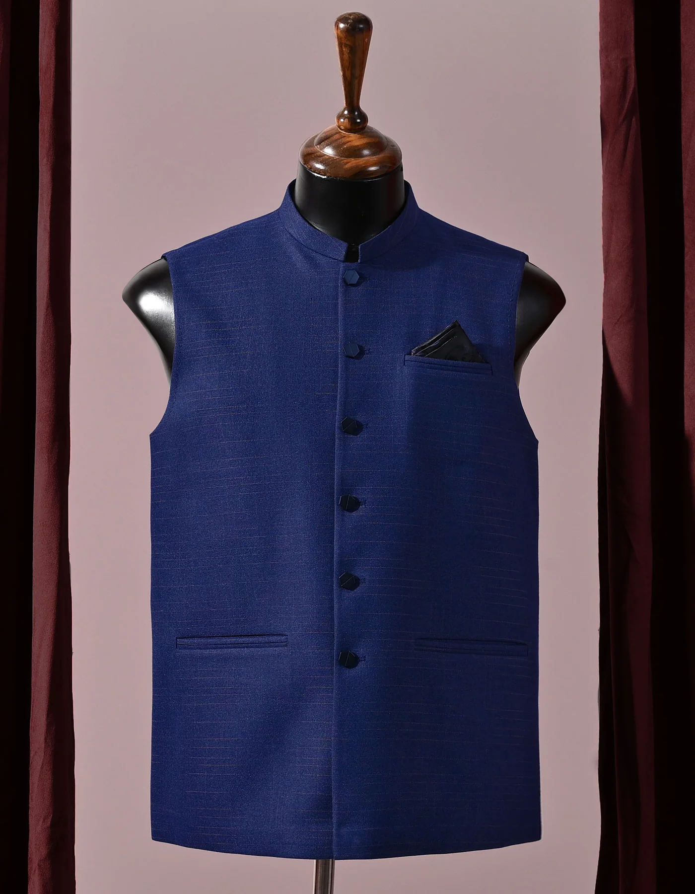 Blue Slub Designer Waistcoat
