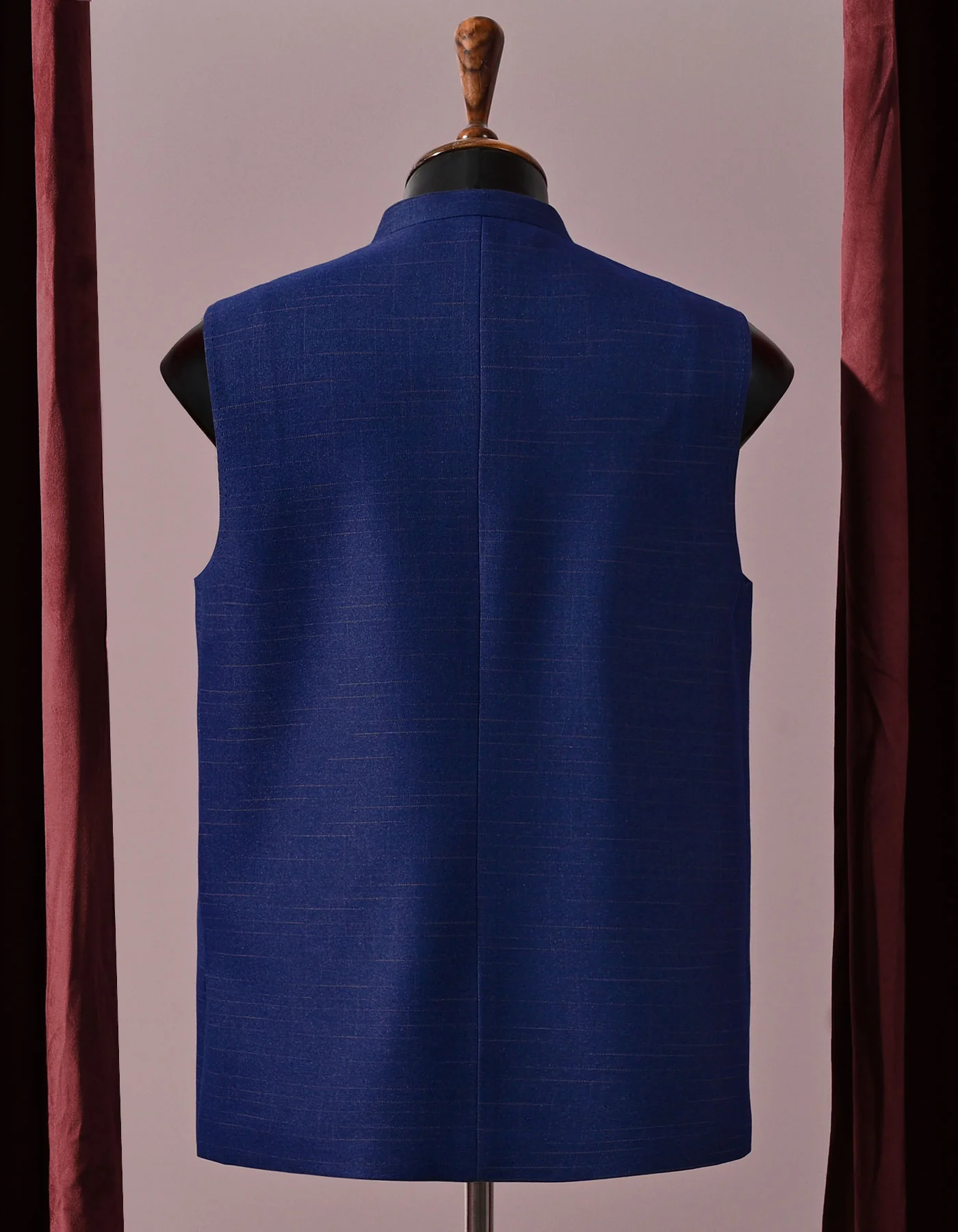 Blue Slub Designer Waistcoat - Image 3