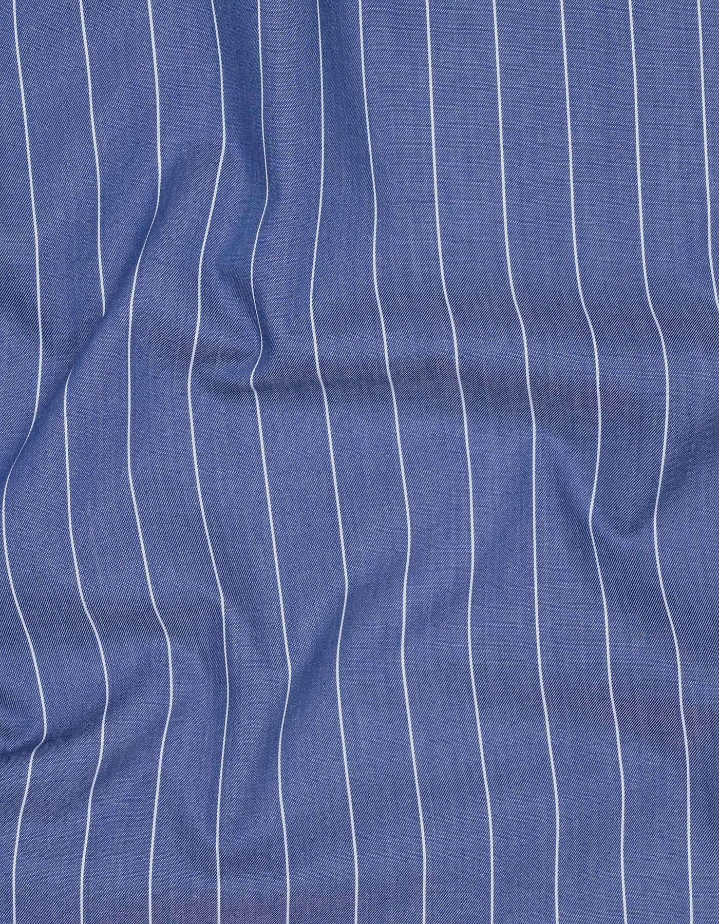Blue Stripe Classic Fit Shirt - Image 4