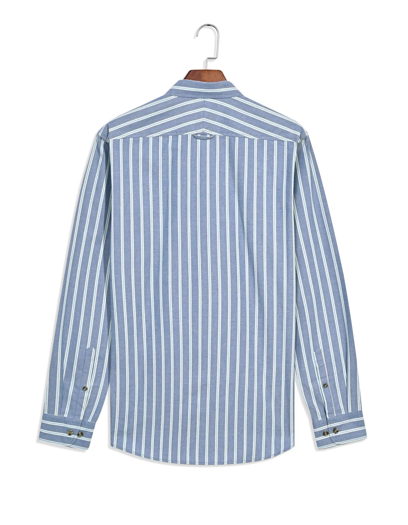 Blue Stripe Regular Fit Casual Shirt - Image 5