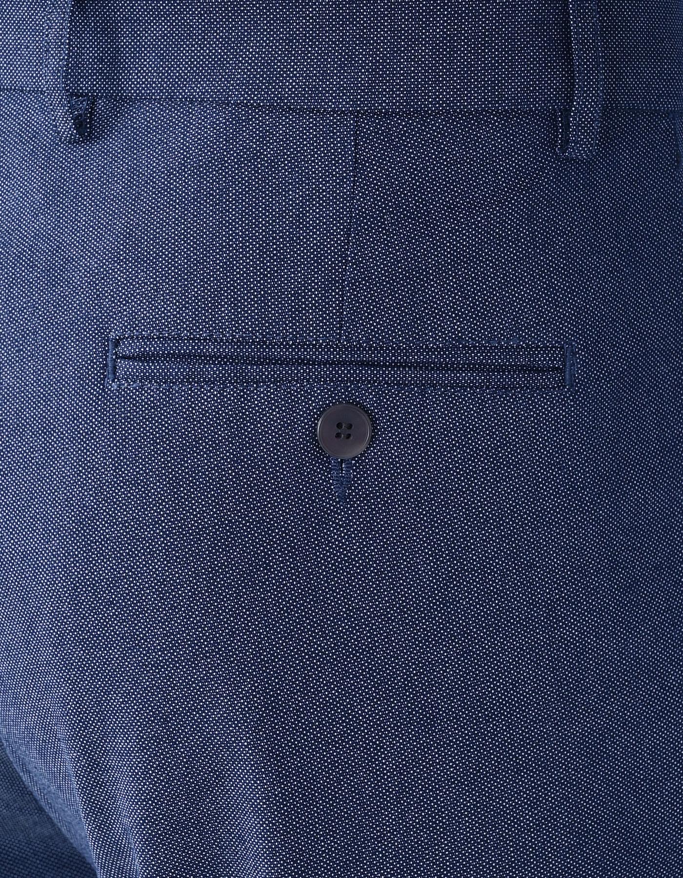 Blue Texture Classic Fit Cotton Trouser - Image 4