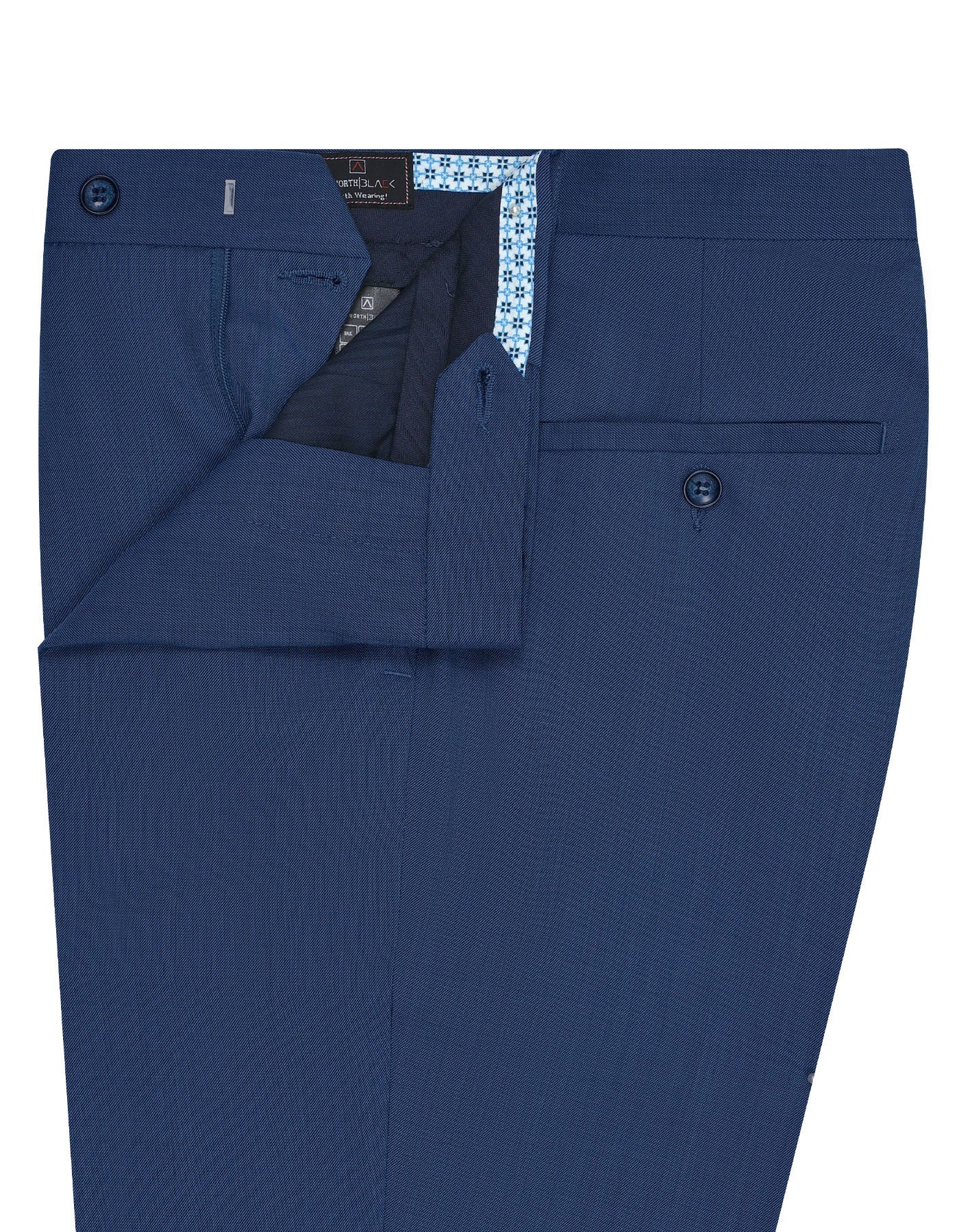Blue Texture Classic Fit Formal Trouser - Image 2
