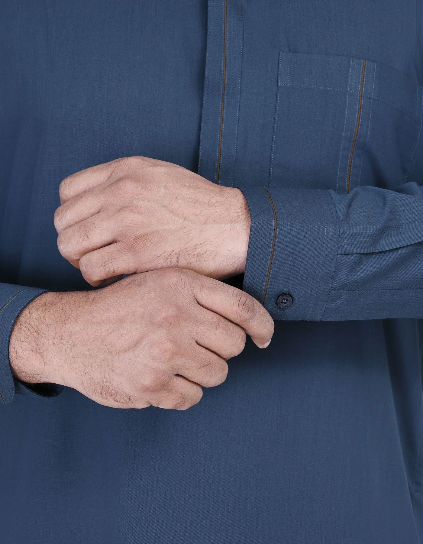Blue Texture Kurta Pajama - Image 3