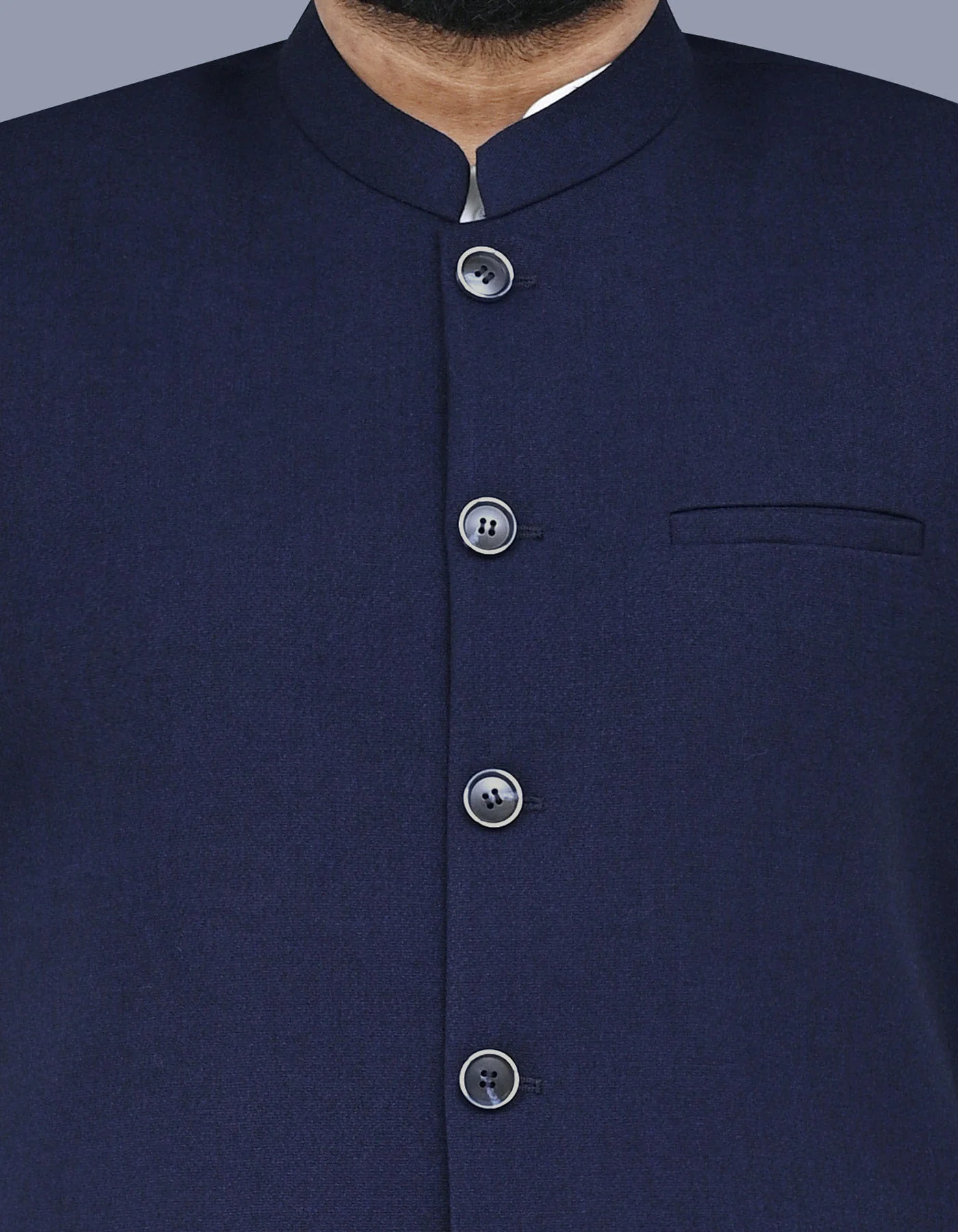 Blue Texture Smart Fit Waistcoat - Image 4