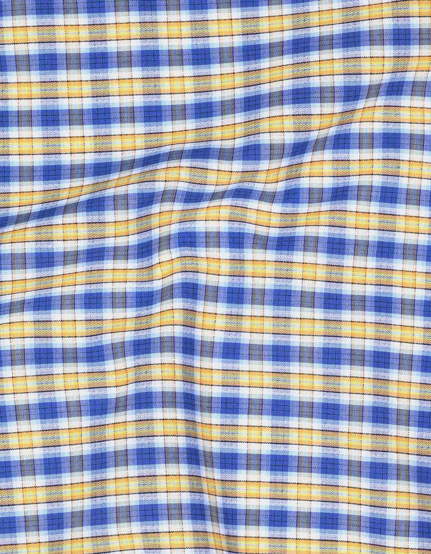 Blue/Yellow Check Tailored Smart Fit Shirt - Image 4