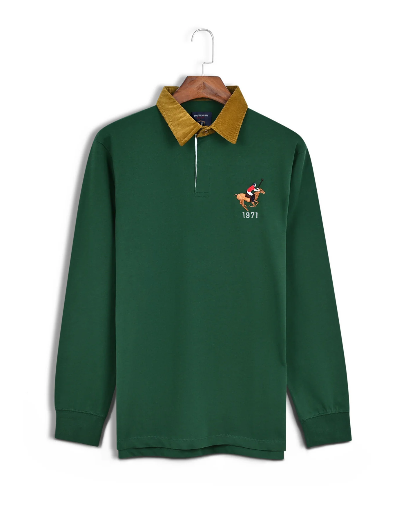 British Green Contrast Collar Cotton Rugby - Image 3