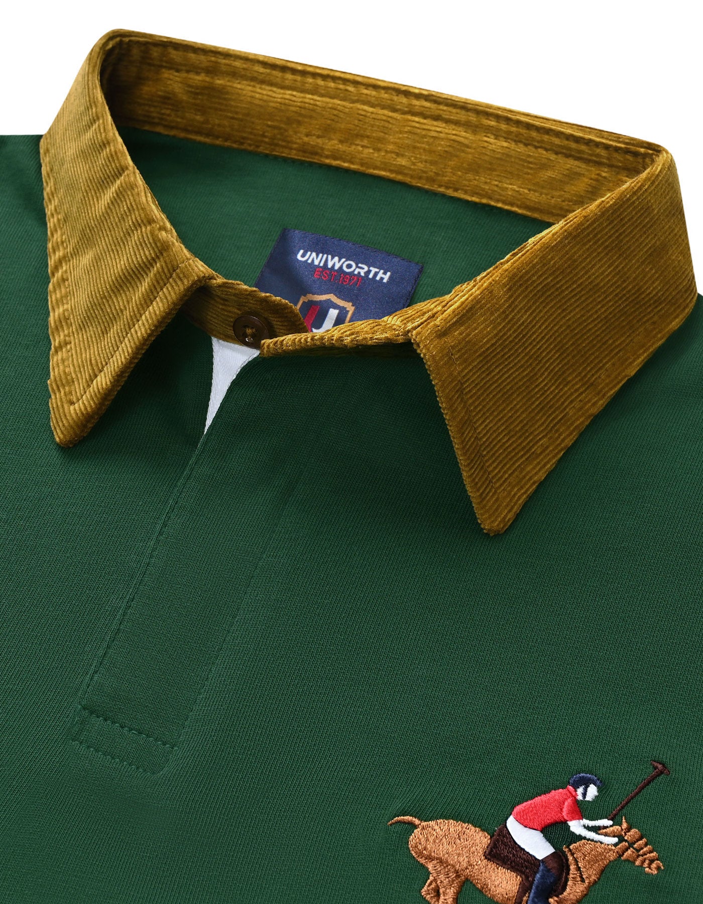 British Green Contrast Collar Cotton Rugby - Image 4