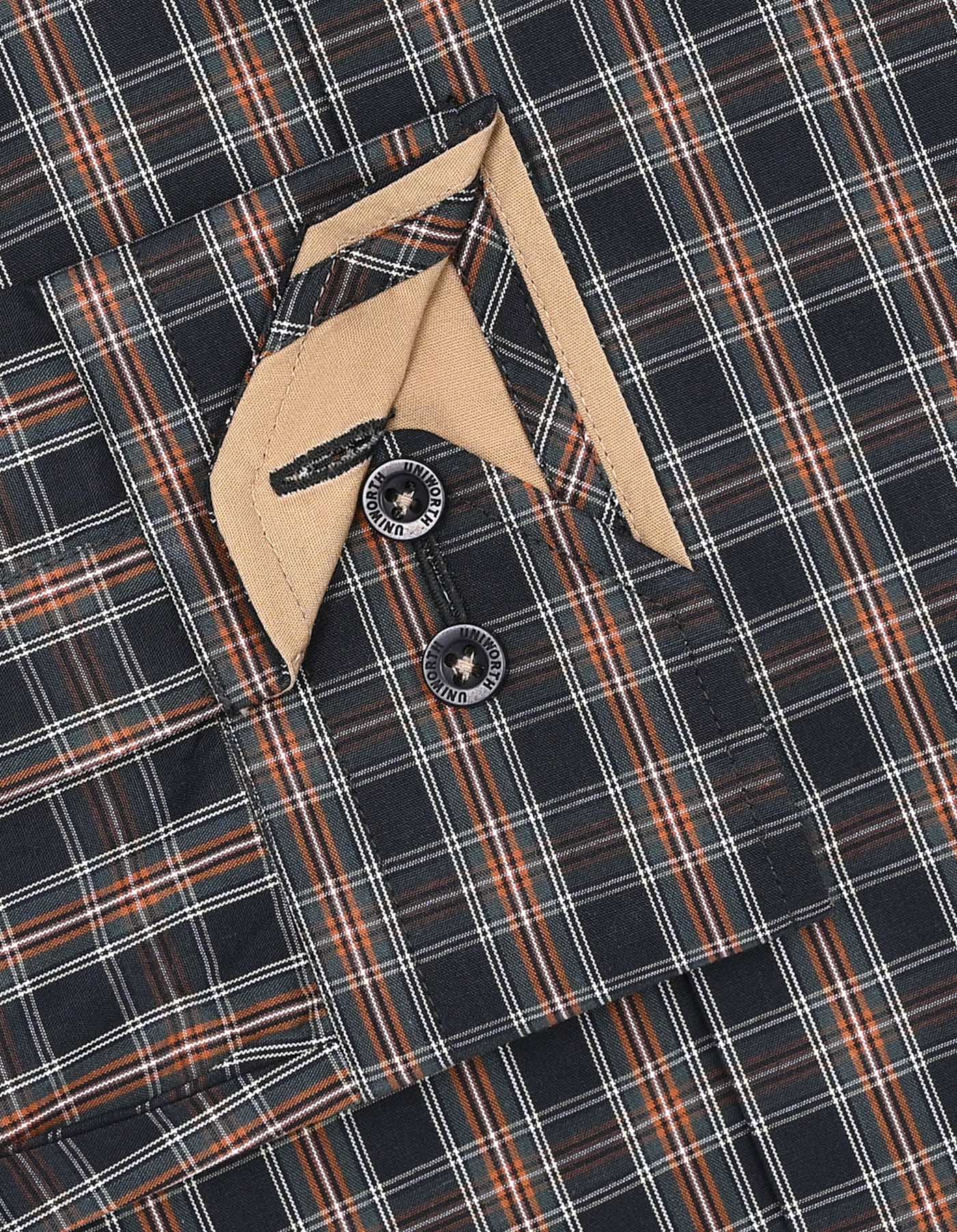 Brown Check Classic Fit Shirt - Image 3