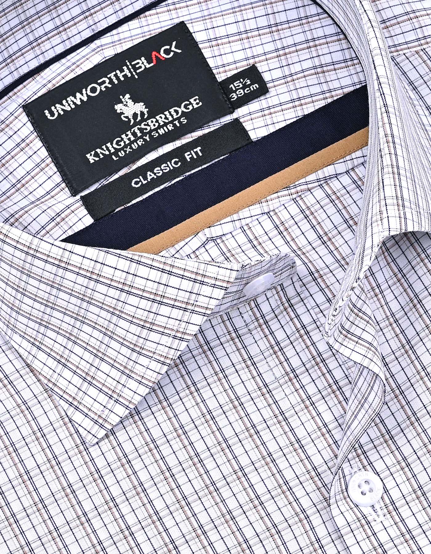 Brown Check Classic Fit Shirt - Image 2