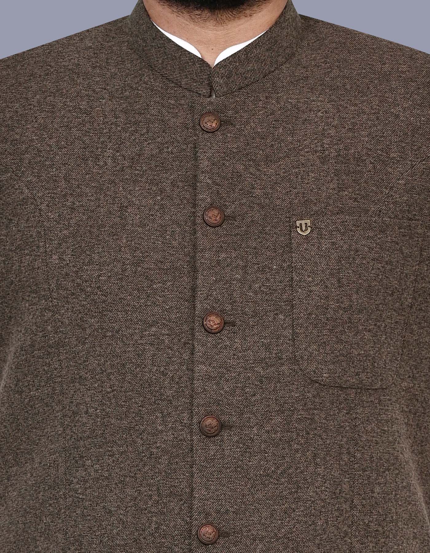 Brown Check Classic Fit Waistcoat - Image 2
