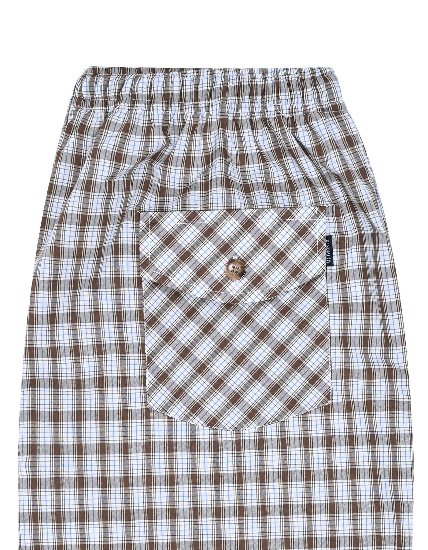 Brown Check Cross Pocket Woven Pajama - Image 3