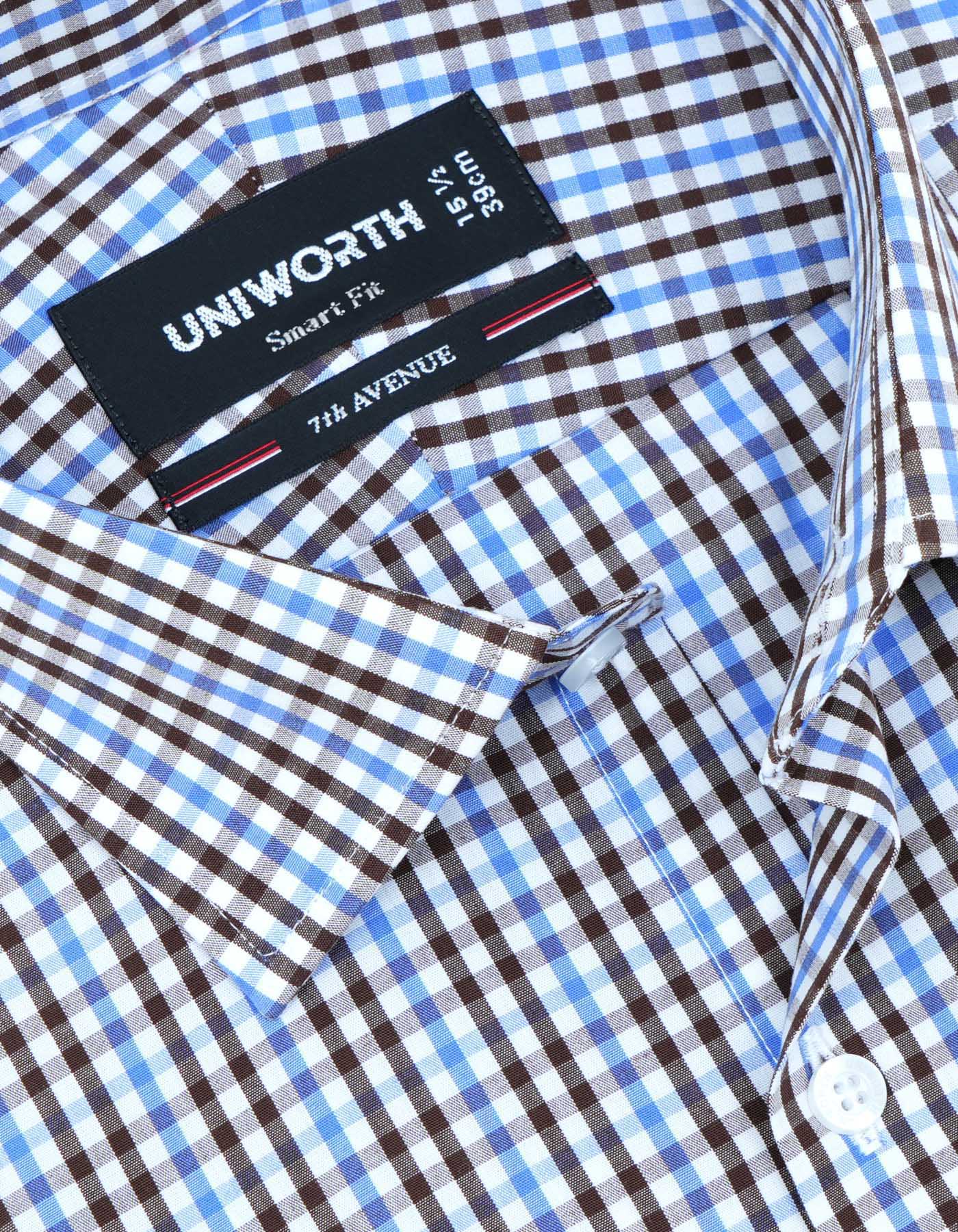 Brown Check Tailored Smart Fit Shirt - Image 2