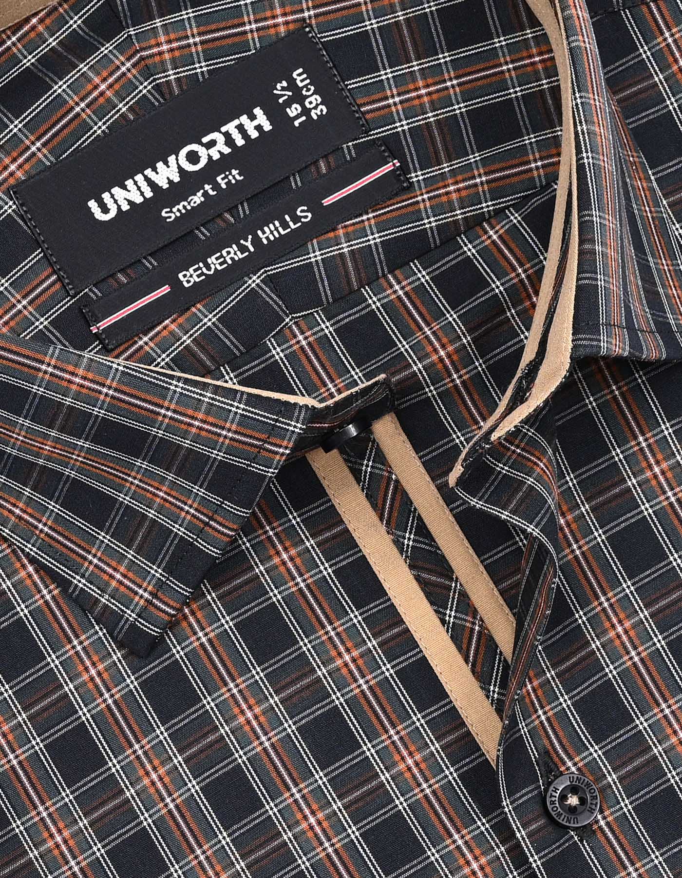 Brown Check Tailored Smart Fit Shirt - Image 2