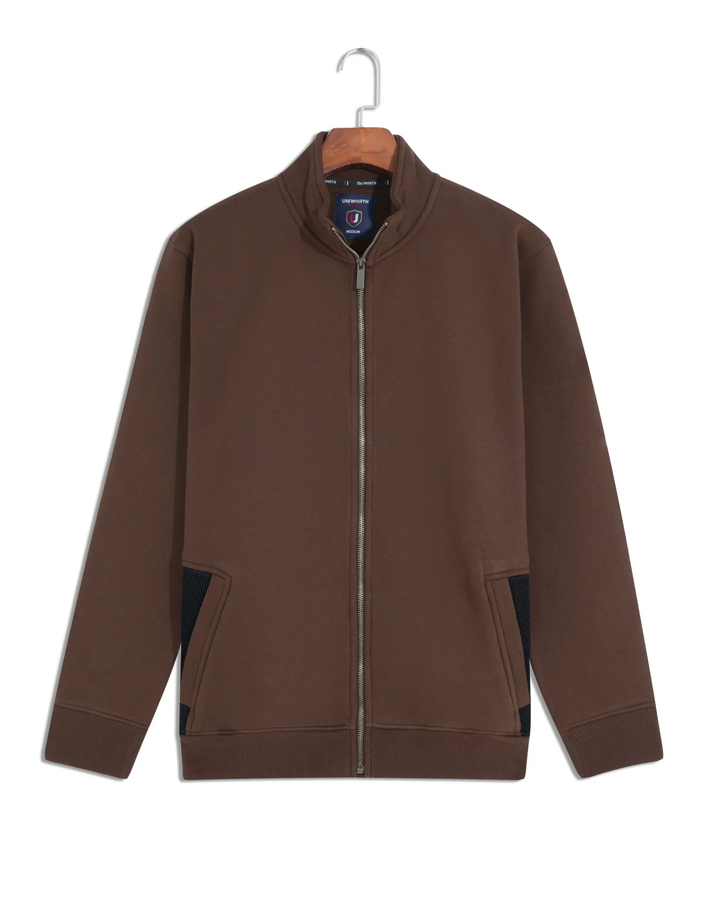 Brown Plain Full Zipper