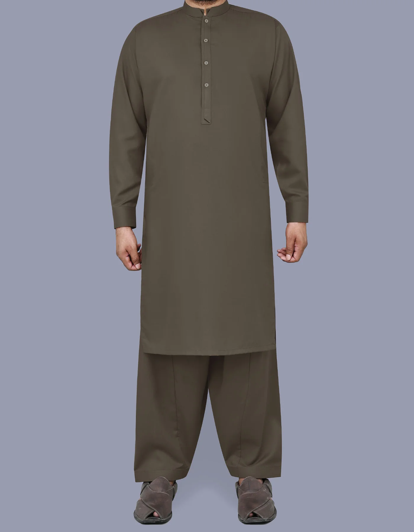 Brown Plain Kameez Shalwar