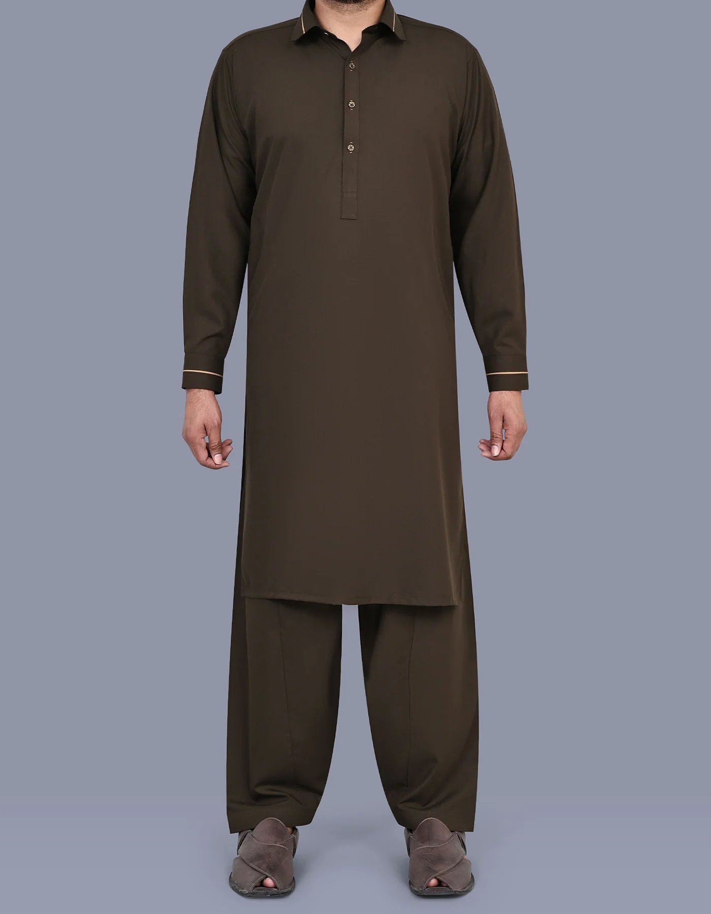 Brown Plain Kameez Shalwar