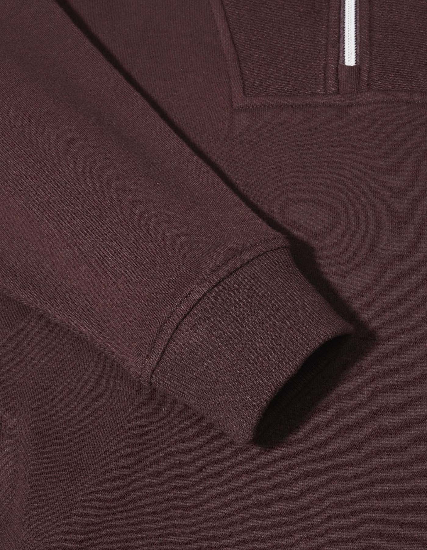 Brown Plain Relax Fit Half Zipper - Image 4