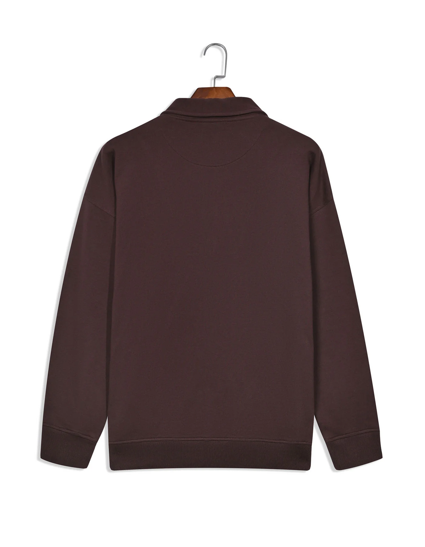 Brown Plain Relax Fit Half Zipper - Image 6