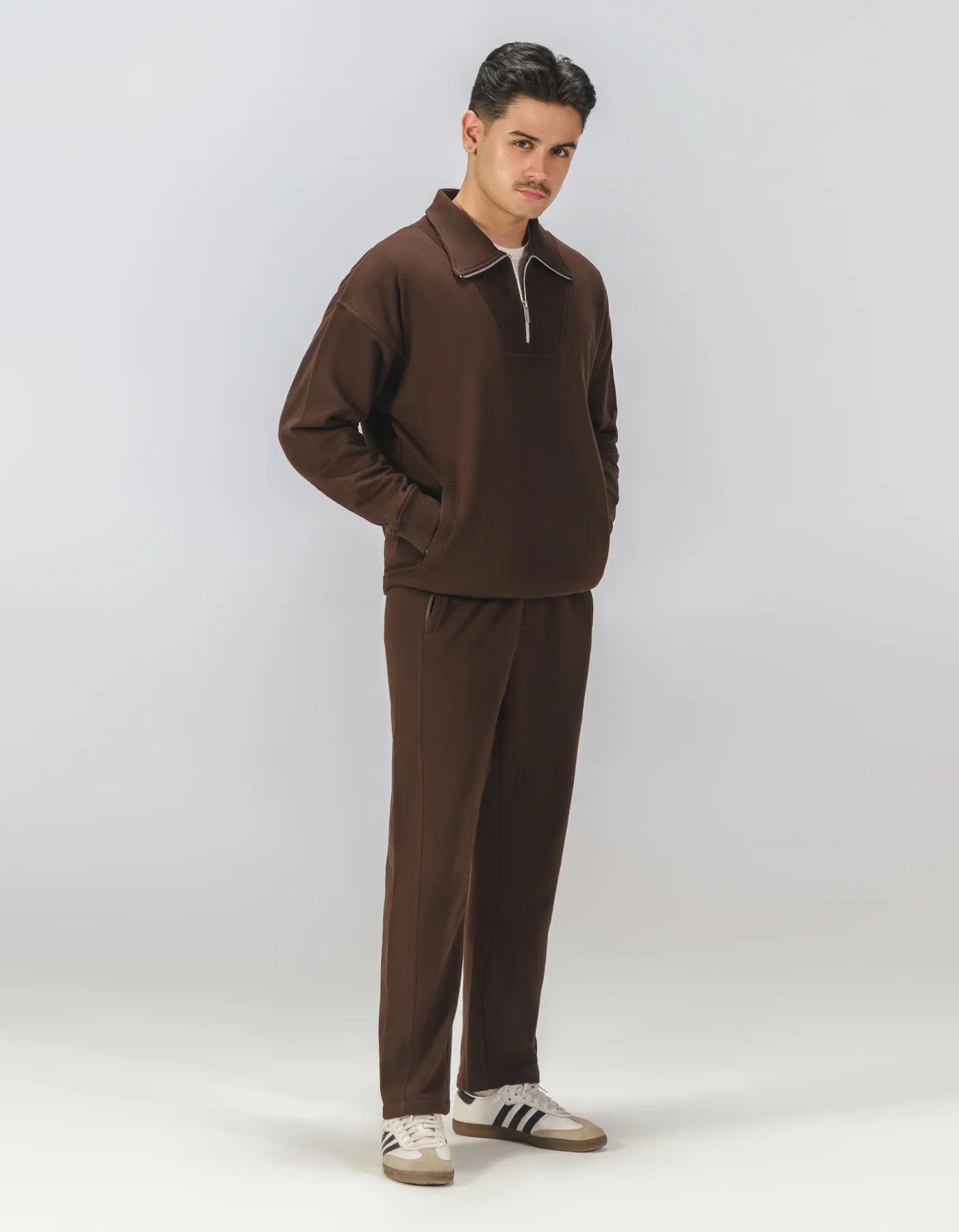 Brown Plain Relax Fit Sweatpants - Image 2
