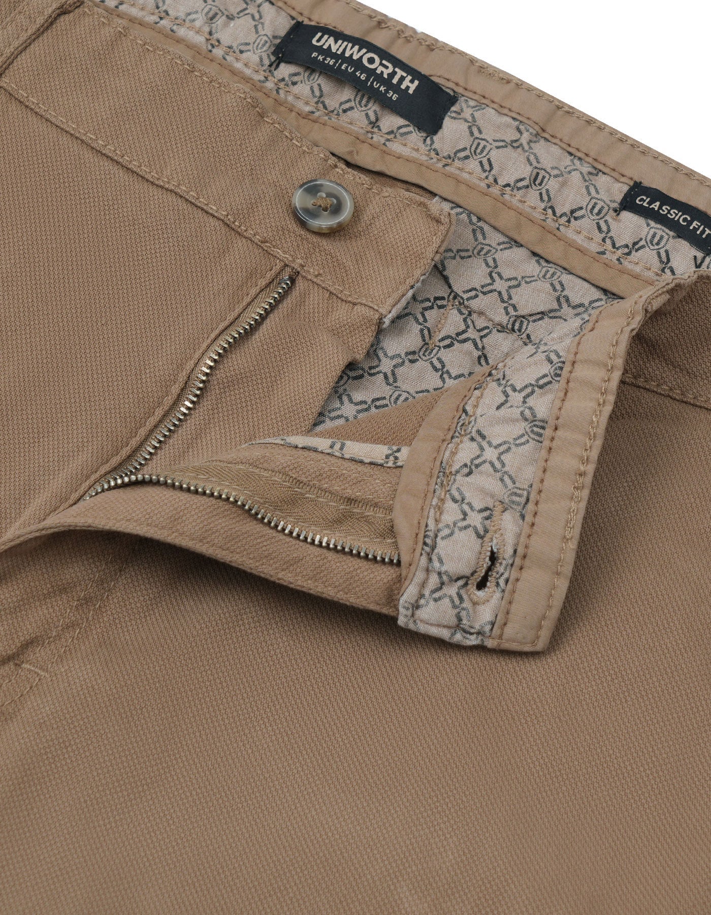 Brown Plain Smart Fit Cotton Trouser - Image 2