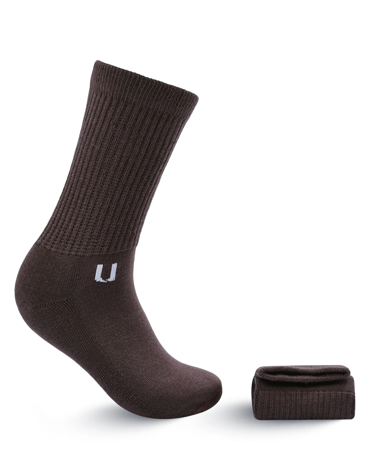 Brown Self Plain Comfort Socks
