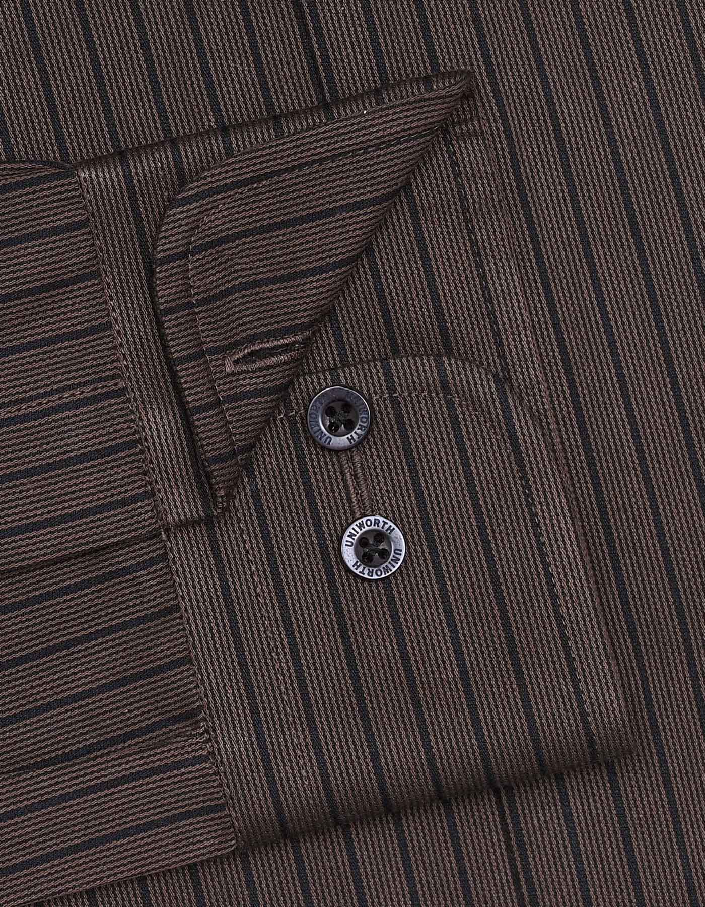Brown Stripe Classic Fit Shirt - Image 3