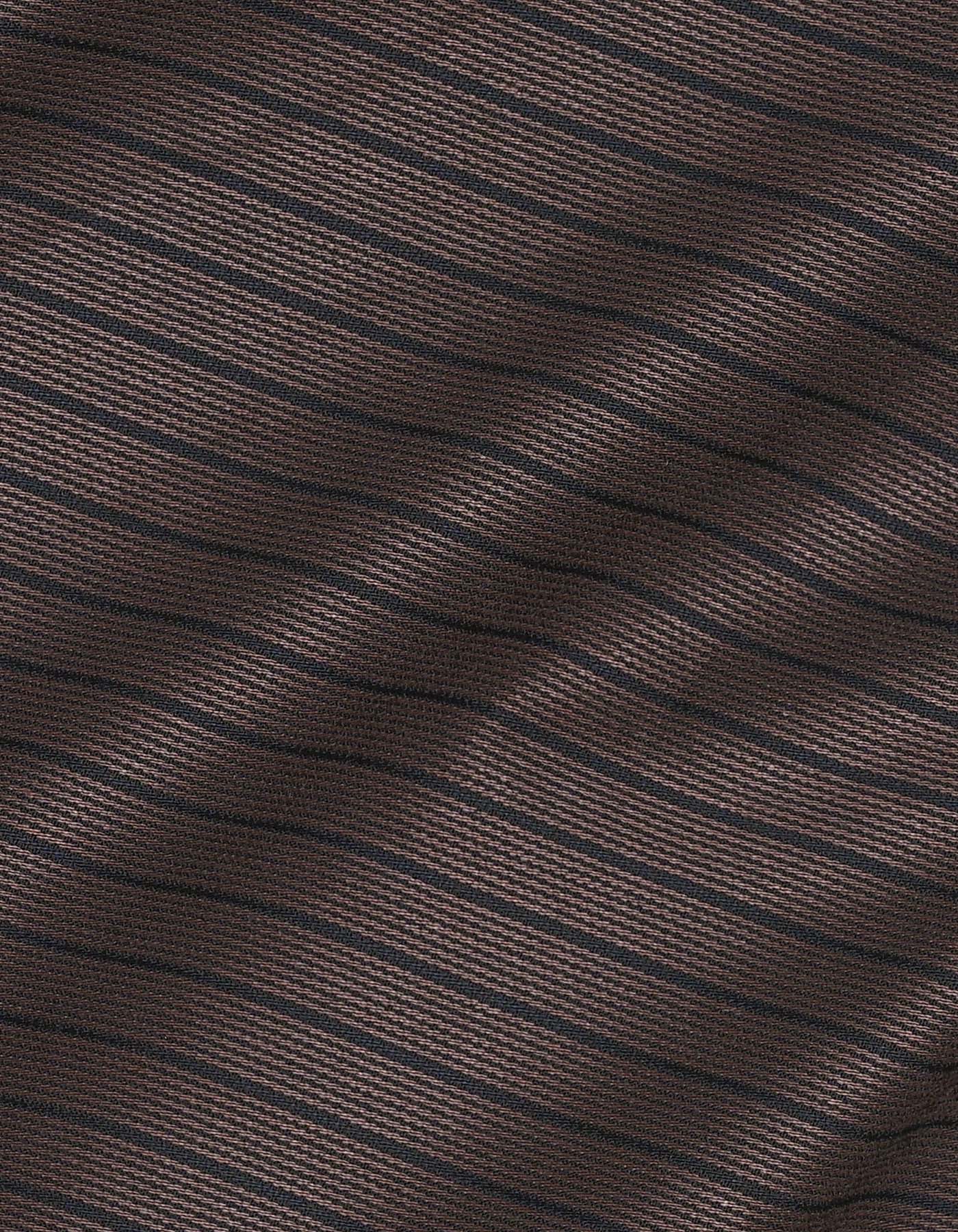 Brown Stripe Classic Fit Shirt - Image 4