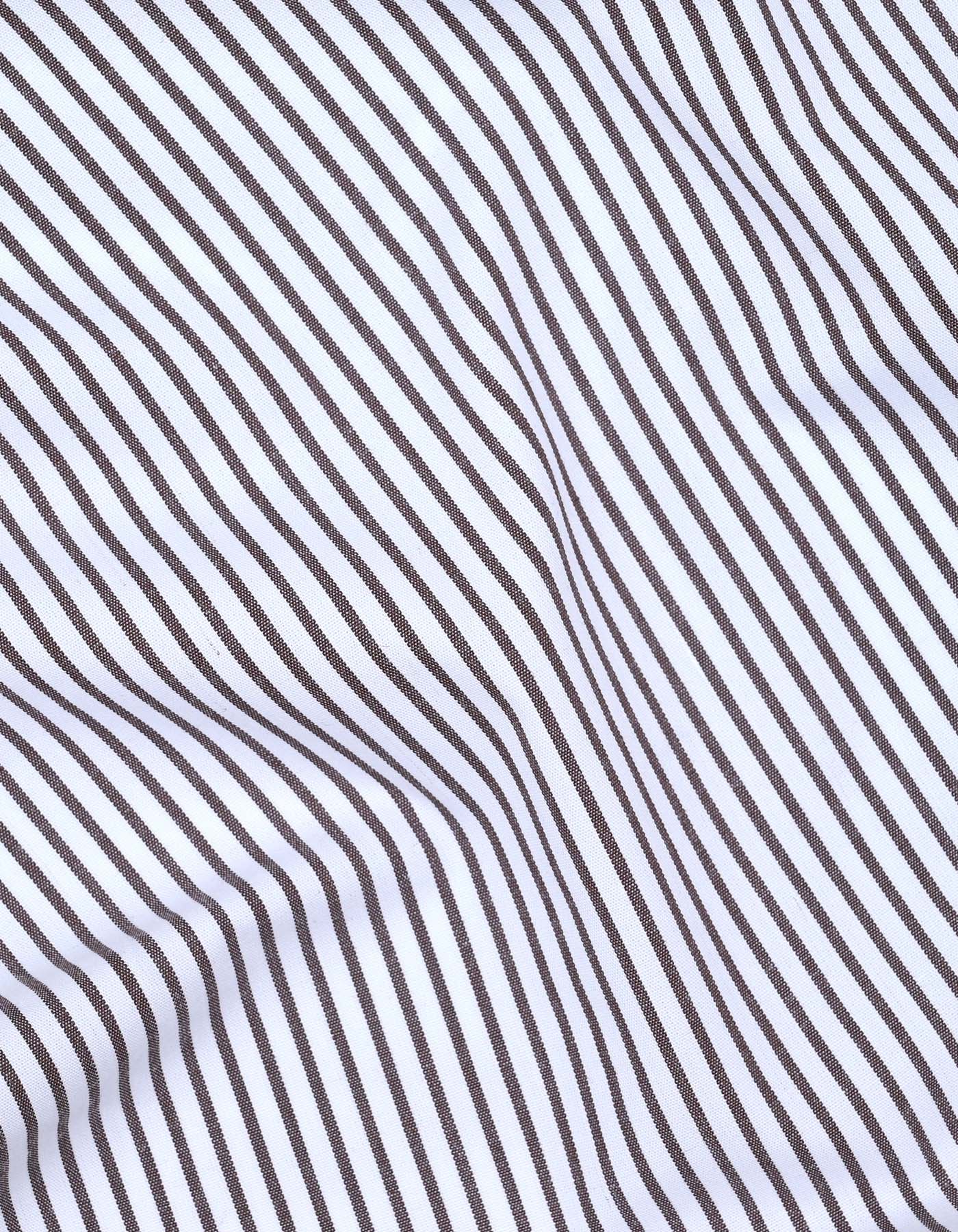Brown Stripe Classic Fit Shirt - Image 4