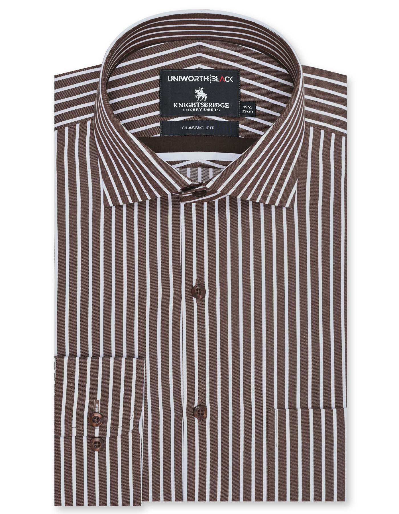 Brown Stripe Classic Fit Shirt