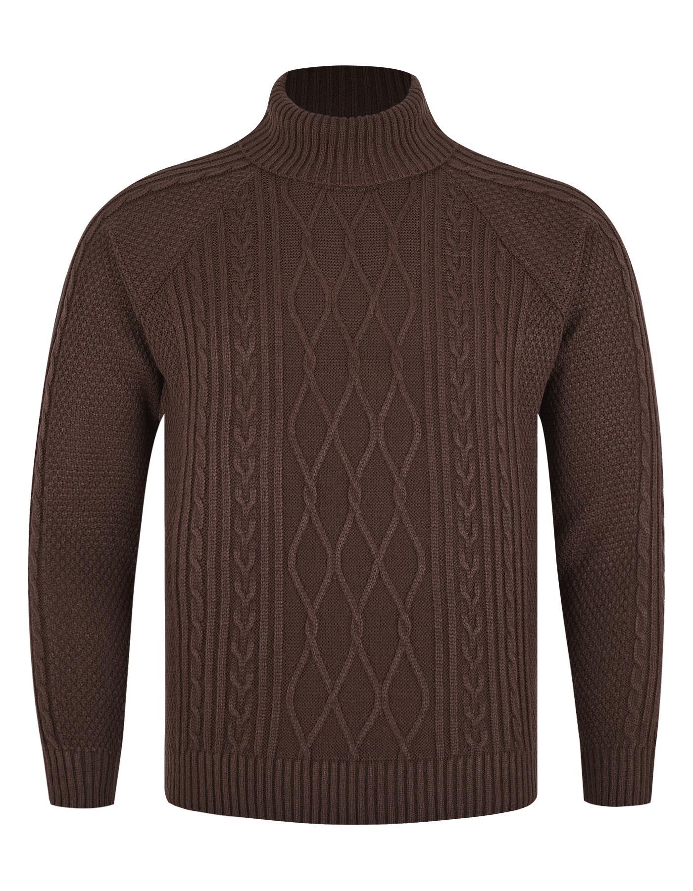 Brown Stripe Mock Neck Sweater - Image 2