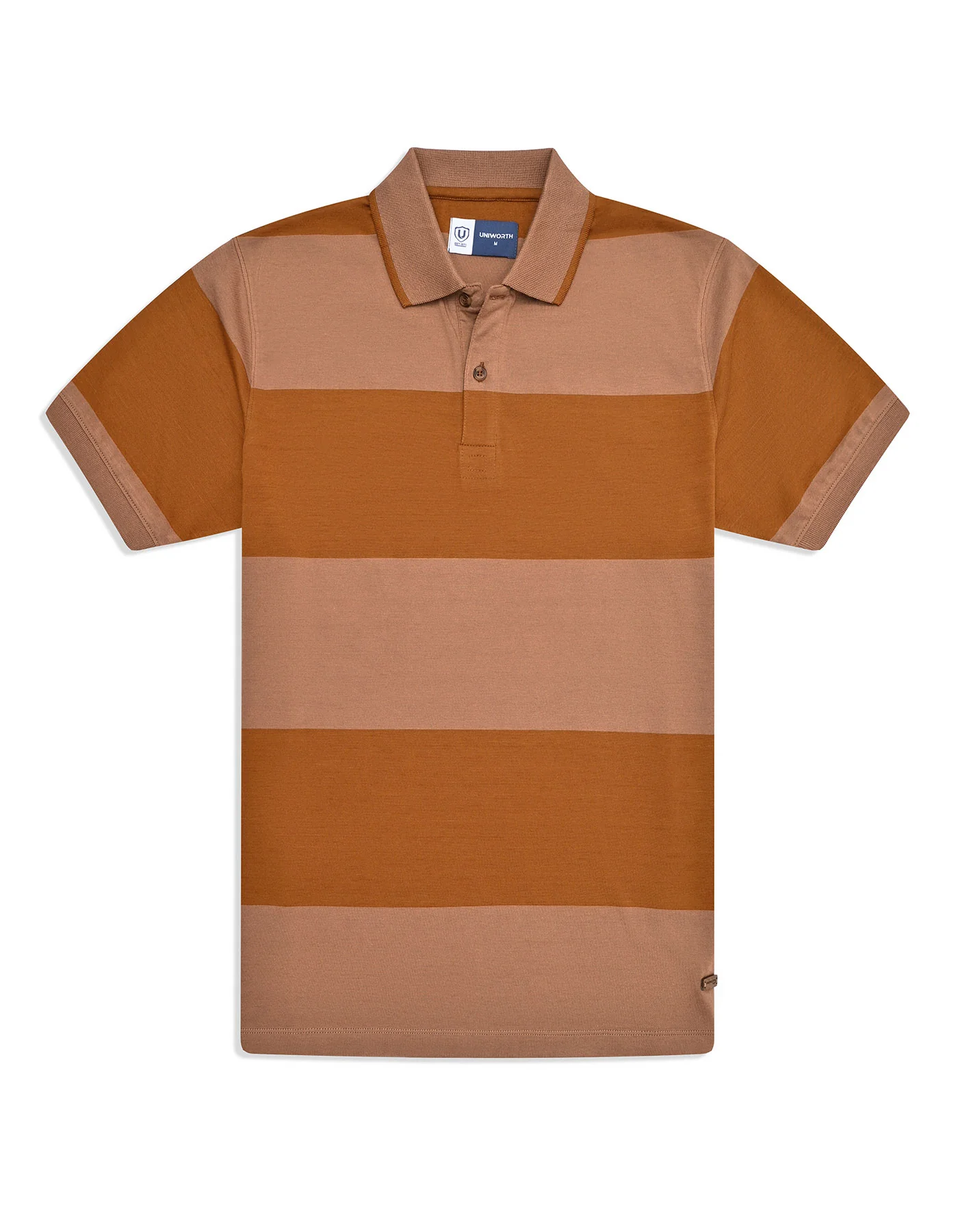 Brown Stripe Pique Polo Shirt