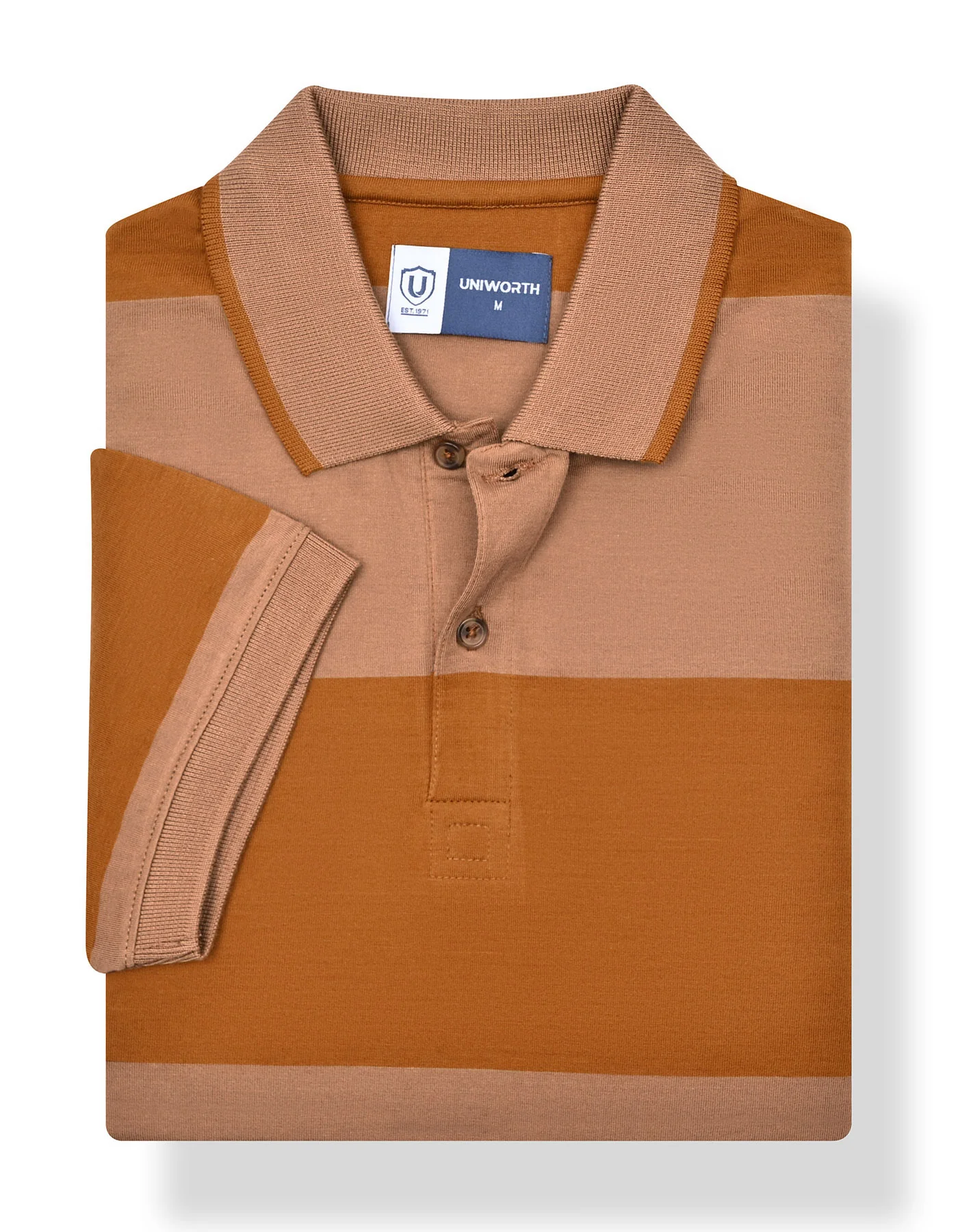 Brown Stripe Pique Polo Shirt - Image 2