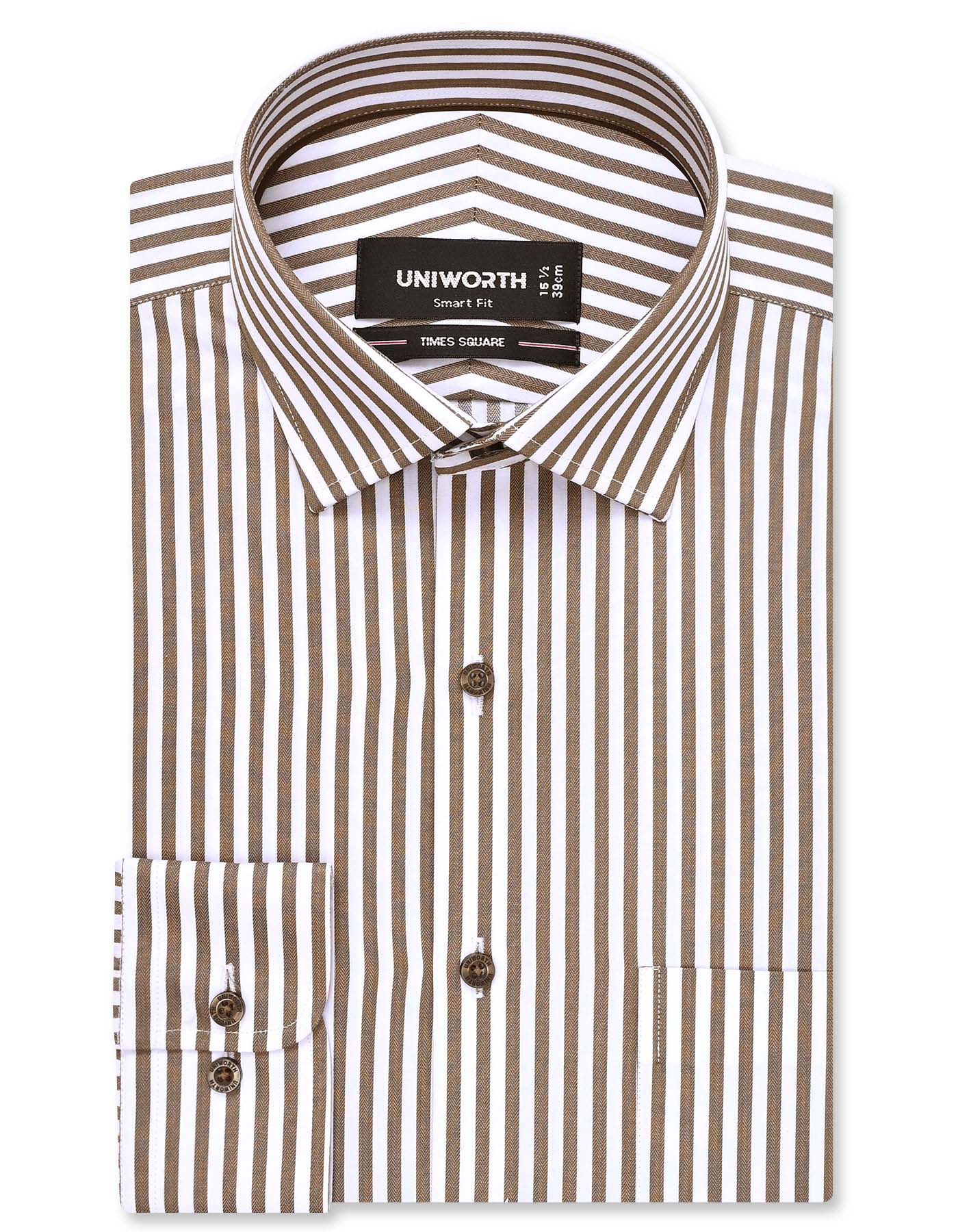 Brown Stripe Tailored Smart Fit Shirt