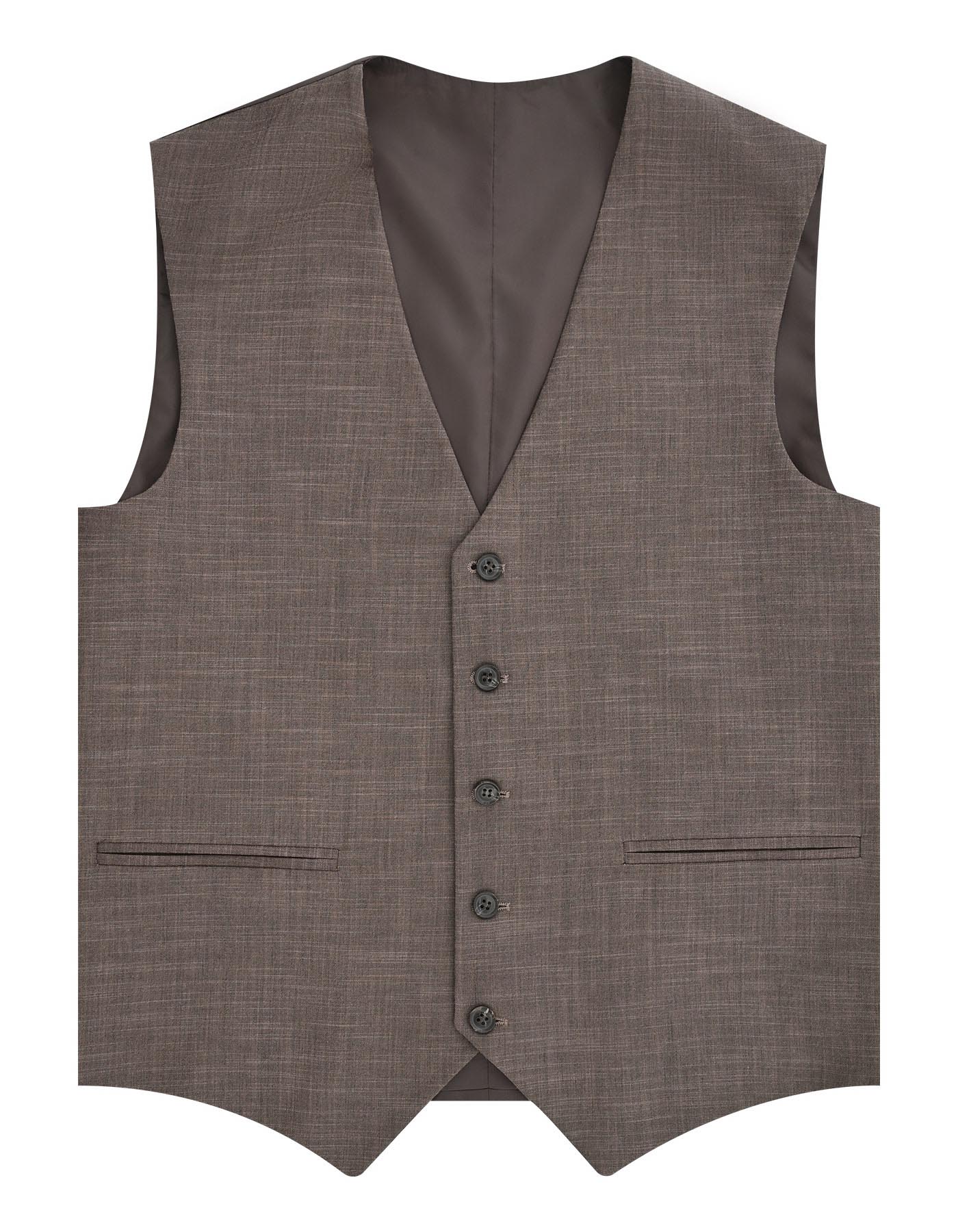 Brown Texture Classic Fit Suit - Image 3