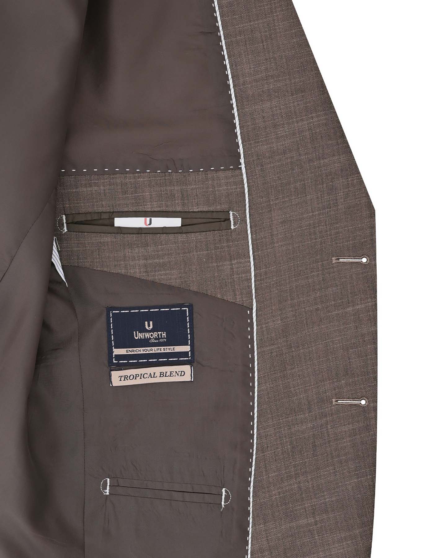 Brown Texture Classic Fit Suit - Image 5