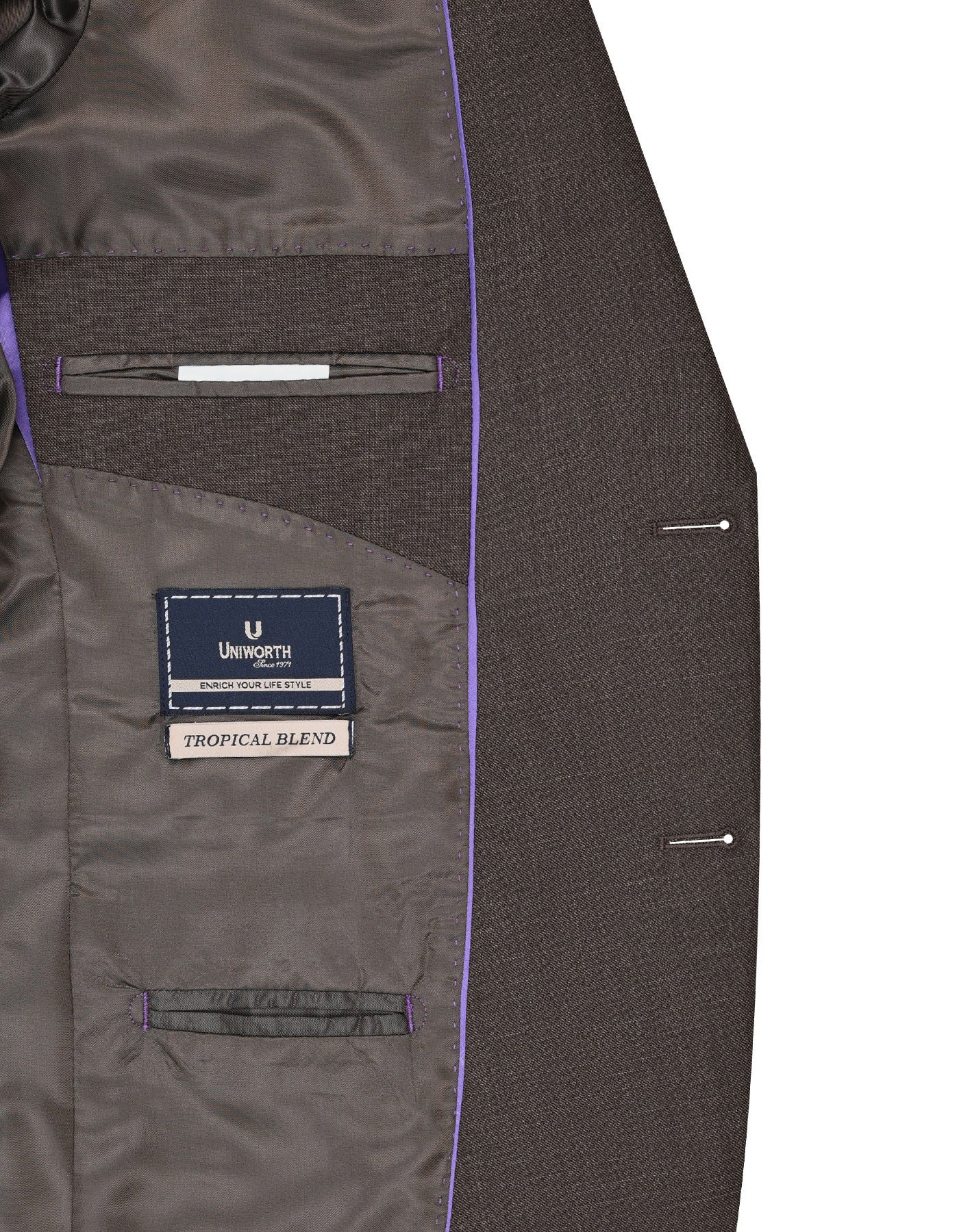 Brown Texture Classic Fit Suit - Image 5